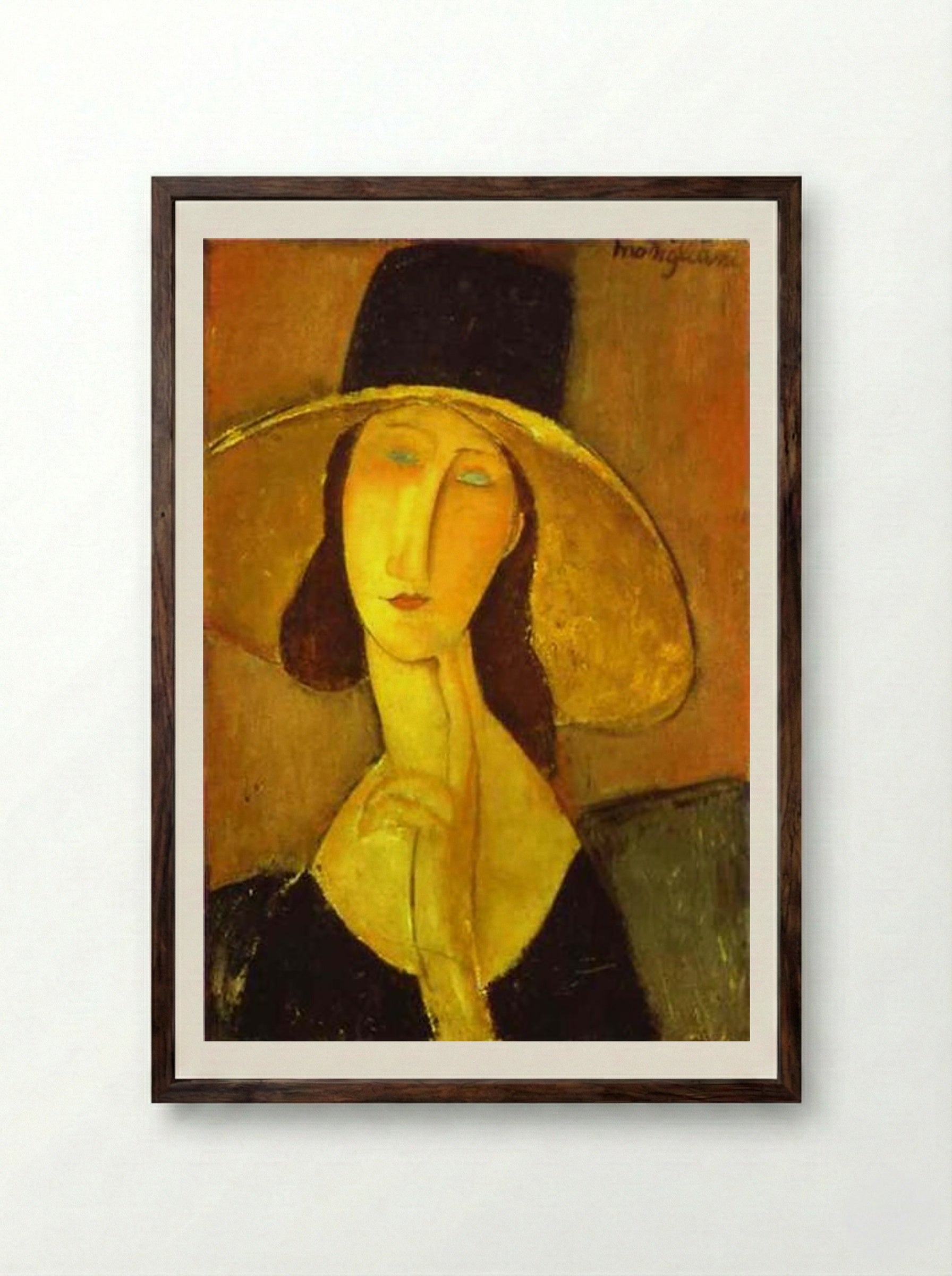 Head of a Woman - Amedeo Modigliani - Framed Print Dark Wood