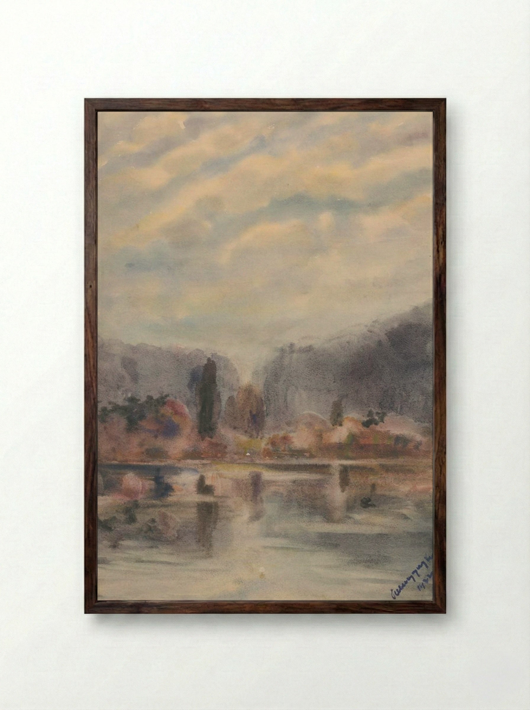 Twilight at a Pond - Zolo Palugyay - Framed Print Dark Wood