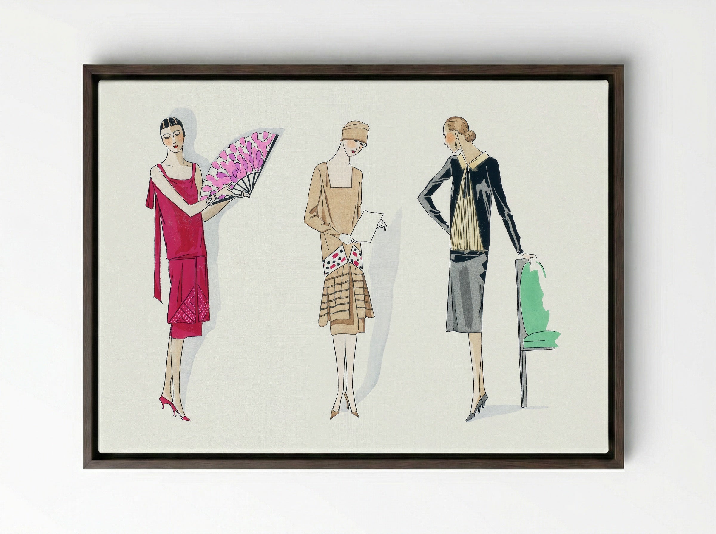 Three Dresses, 1926 - Bernard et Armand - Framed Canvas Dark Wood