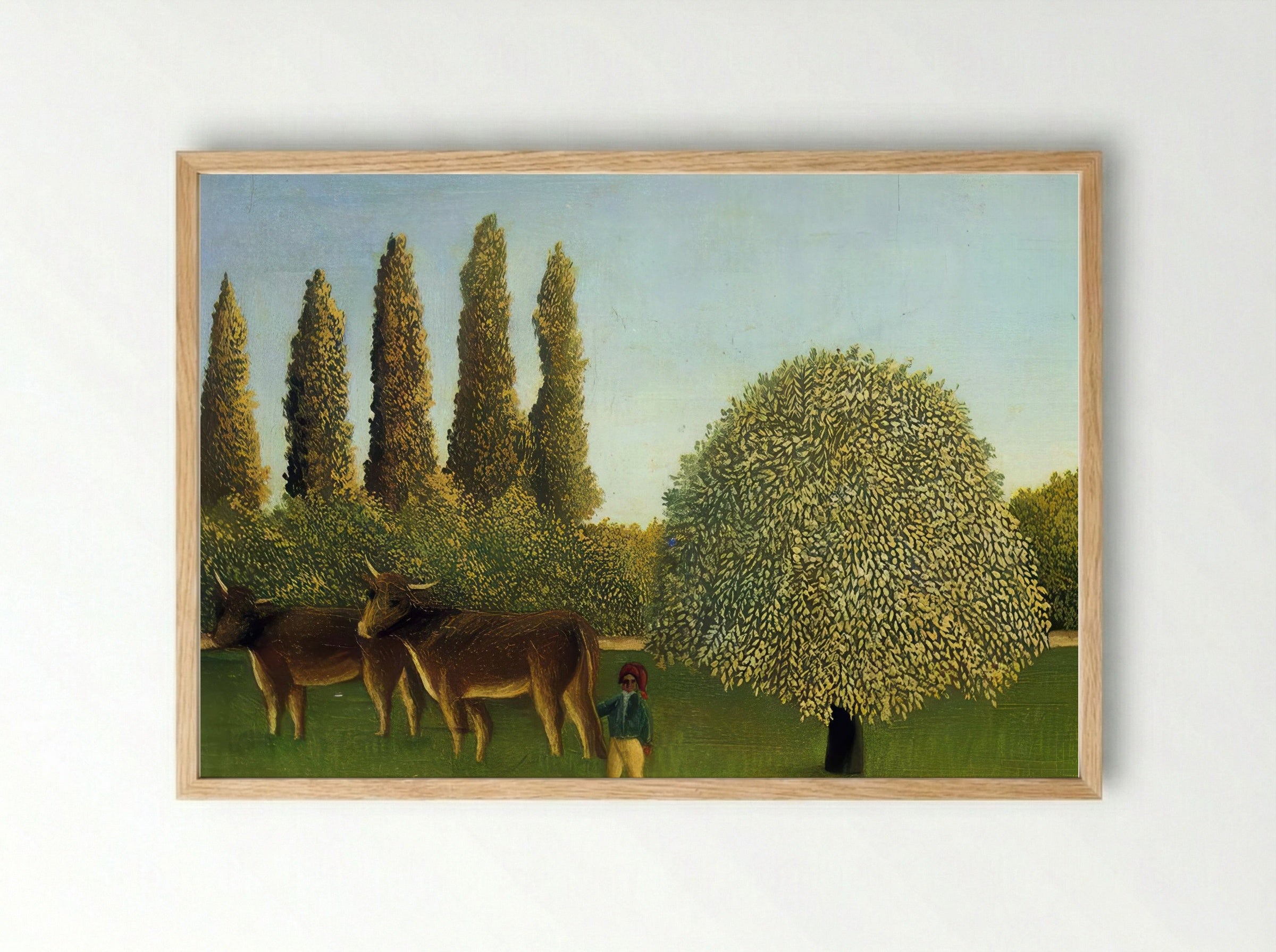 In the Fields by Henri Rousseau – Naïve Art Rural Landscape Print - Framed Print Wood