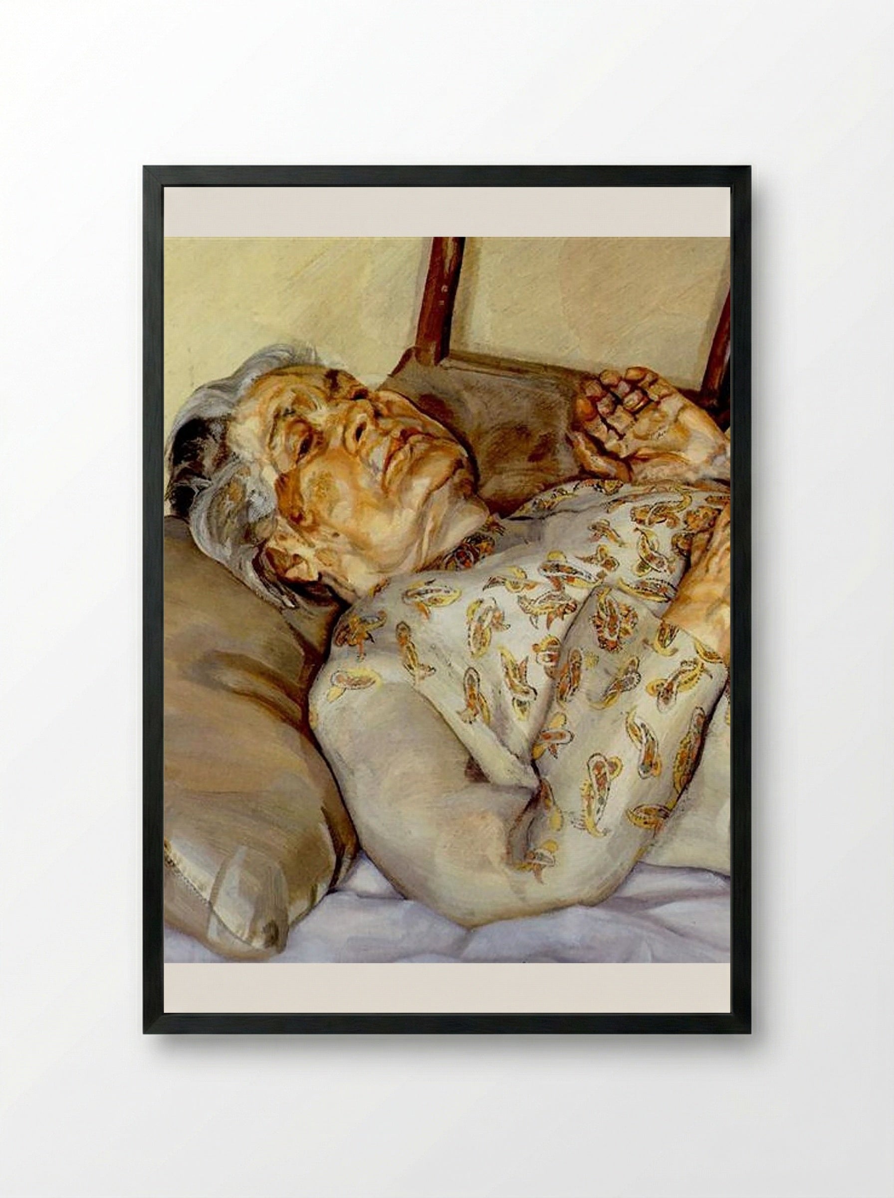 The Painter's Mother Resting III - Lucian Freud - Framed Print Black