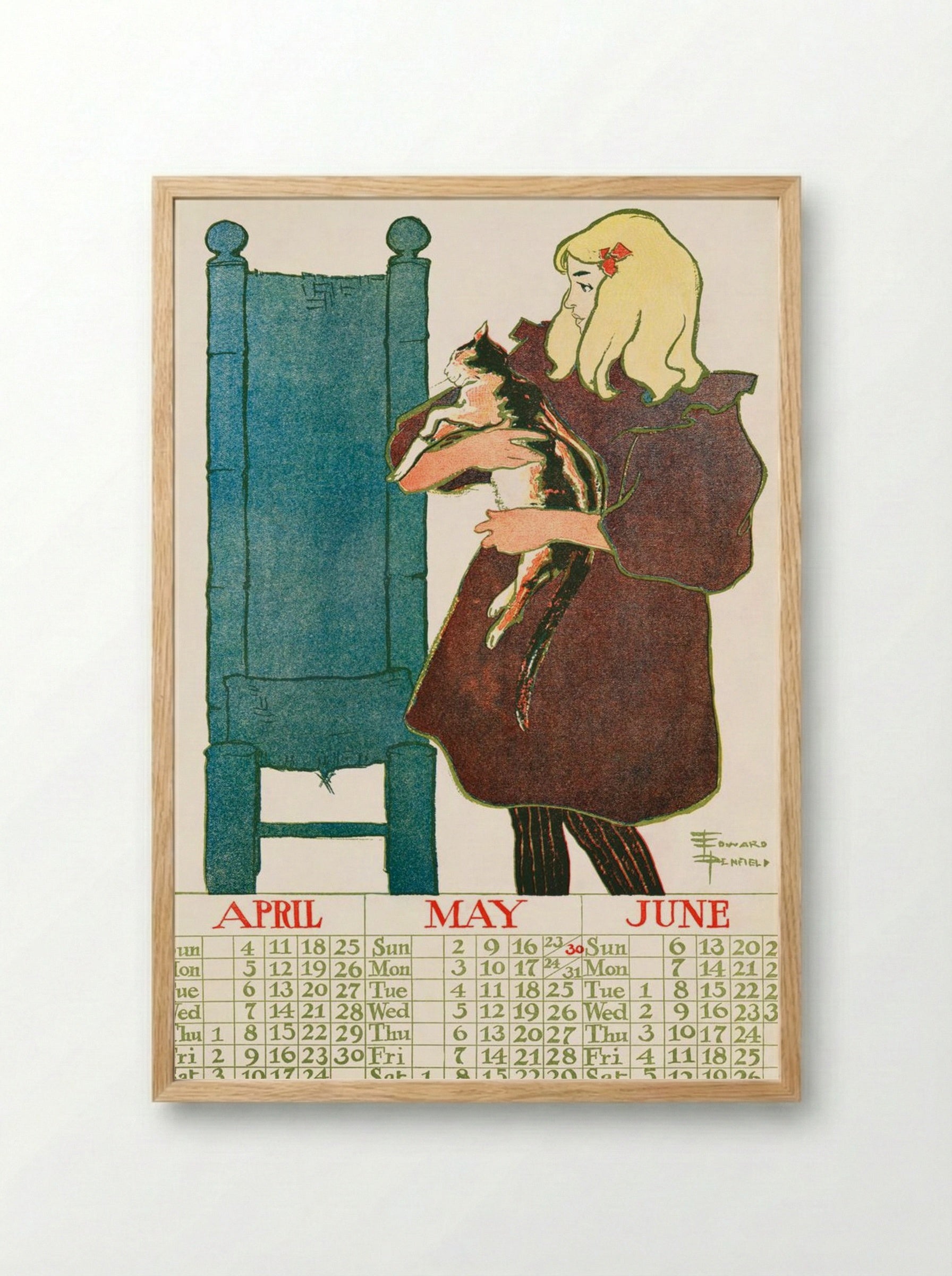 Vintage Calendar, 1897 - Edward Penfield - Framed Print Wood