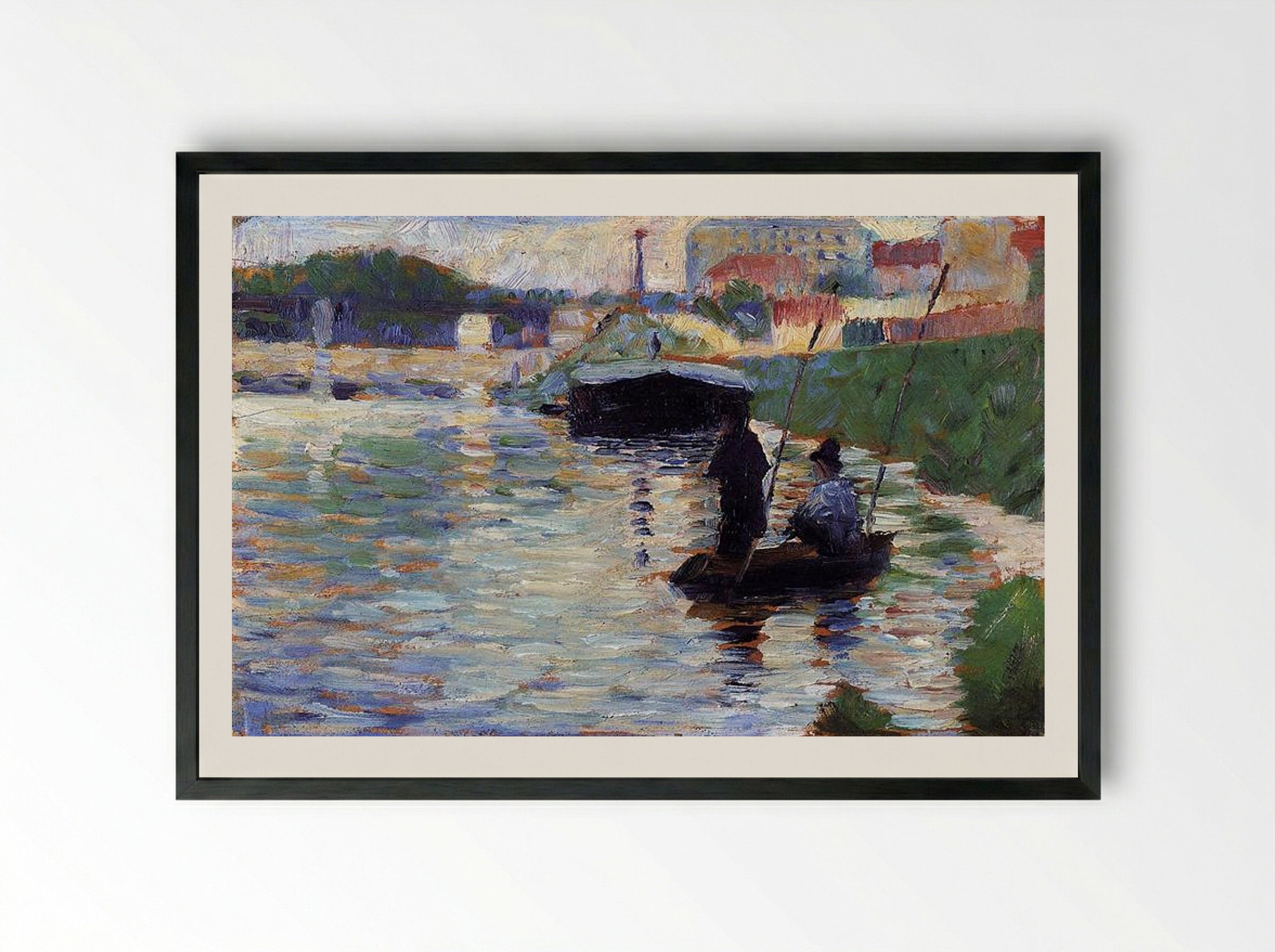 View of the Seine - Georges Seurat - Framed Print Black