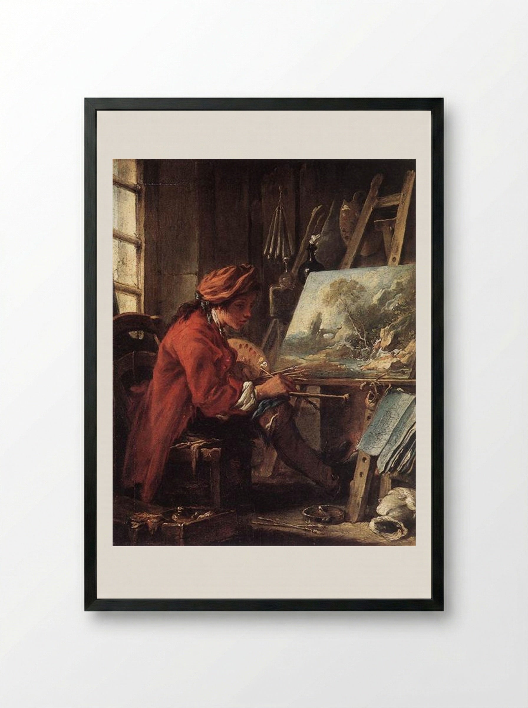 The Painter in his Studio - François Boucher - Framed Print Black
