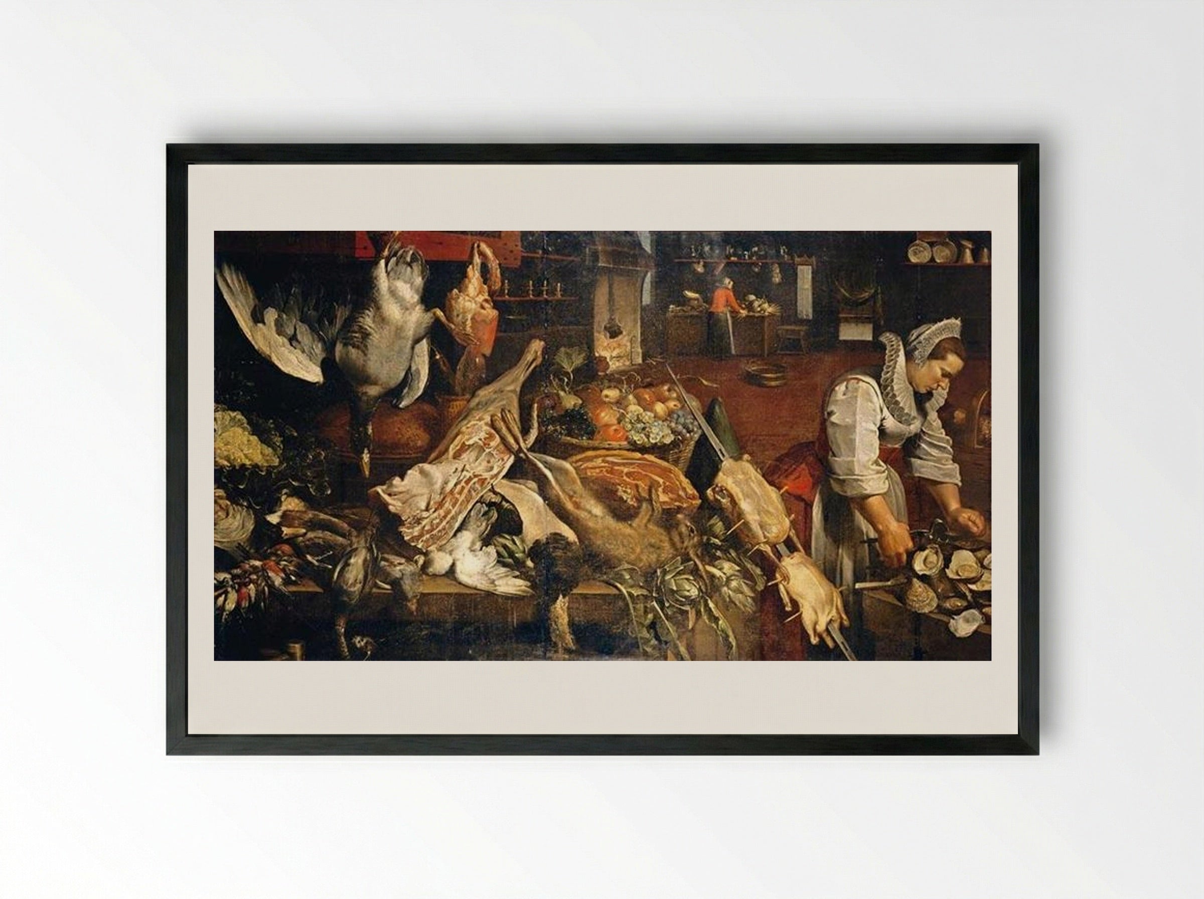 Kitchen Still Life - Frans Snyders - Framed Print Black
