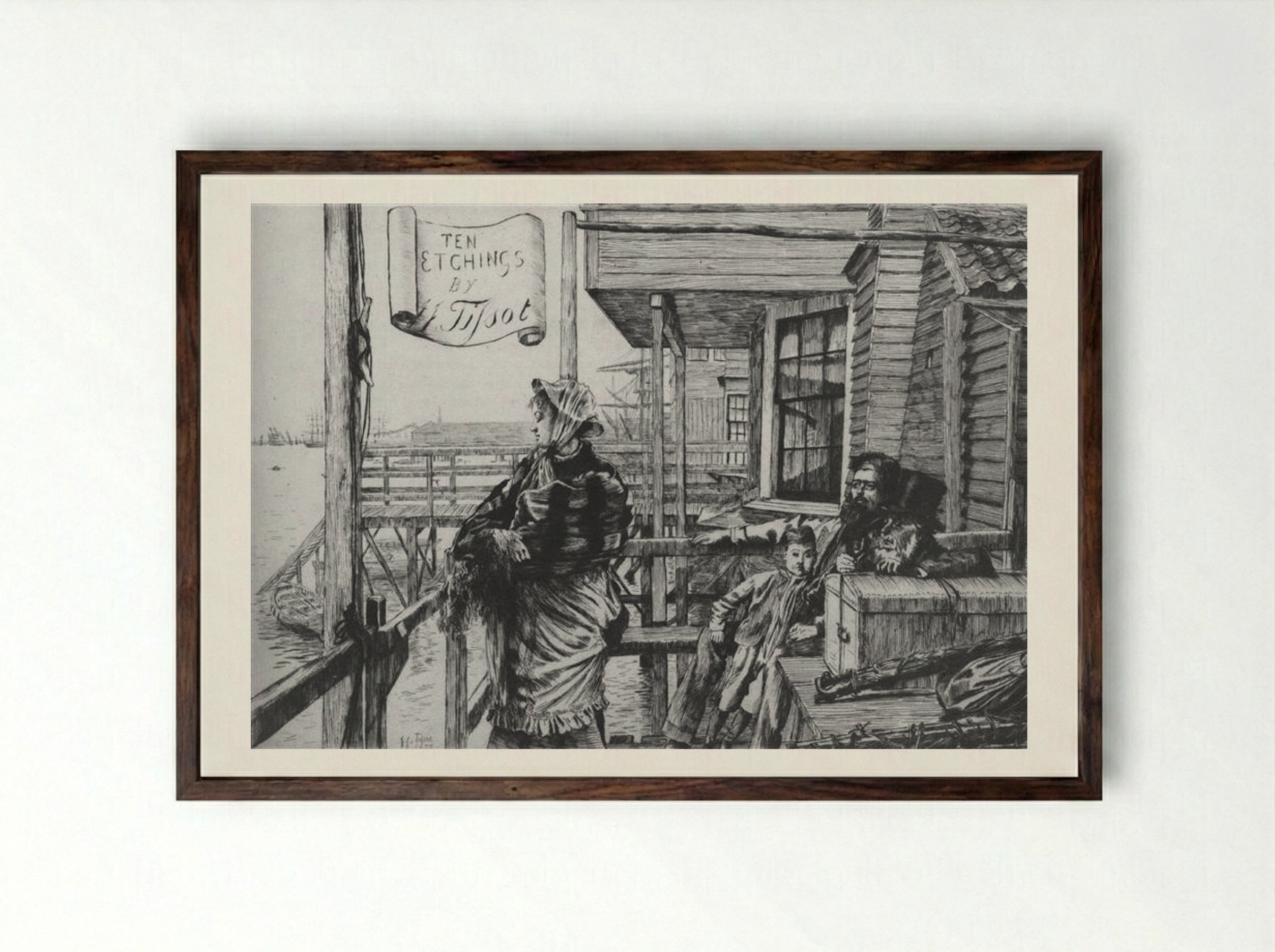 The Inn of the Three Ravens - James Tissot - Framed Print Dark Wood