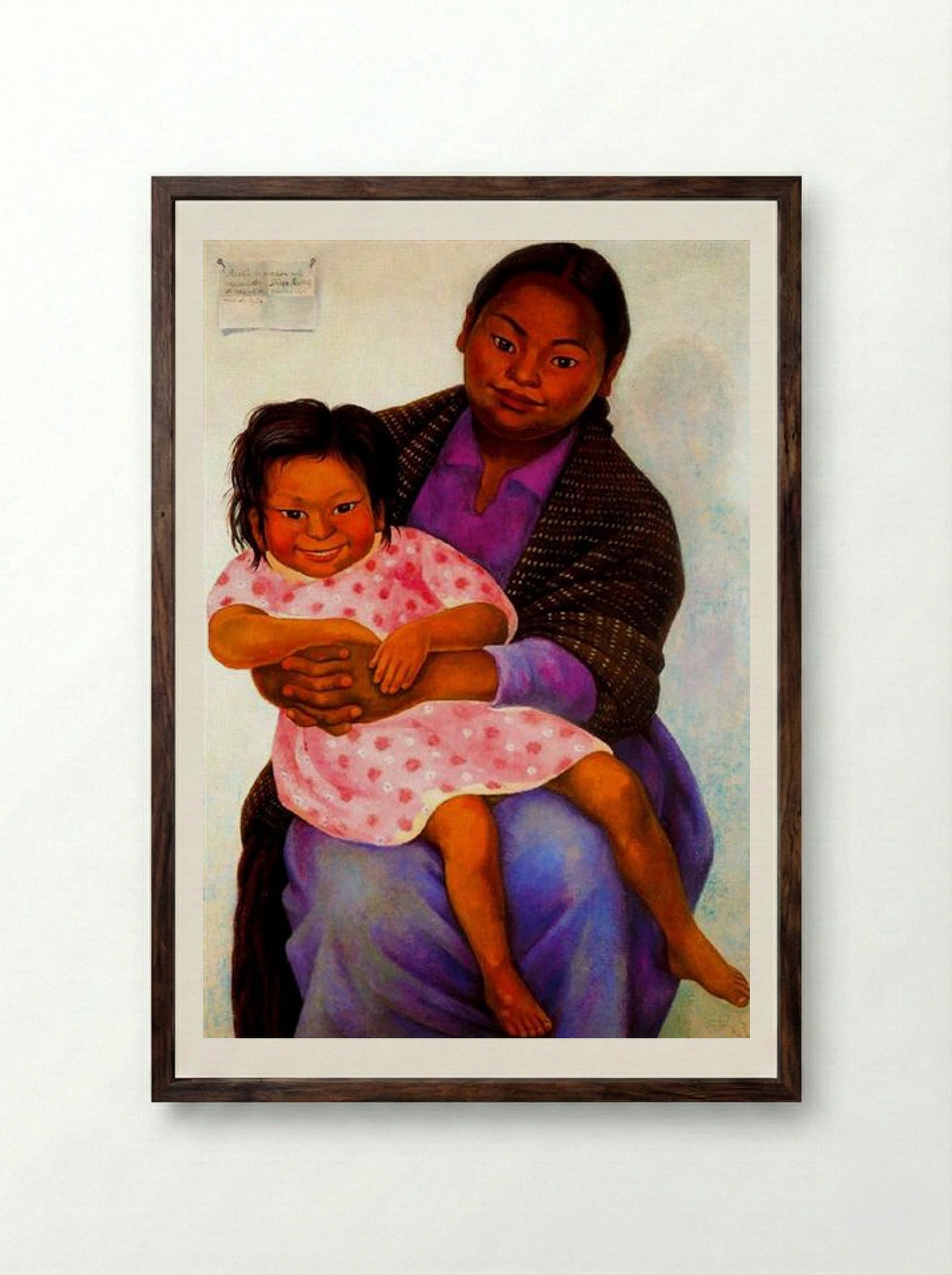 Portrait of Madesta and Inesita - Diego Rivera - Framed Print Dark Wood