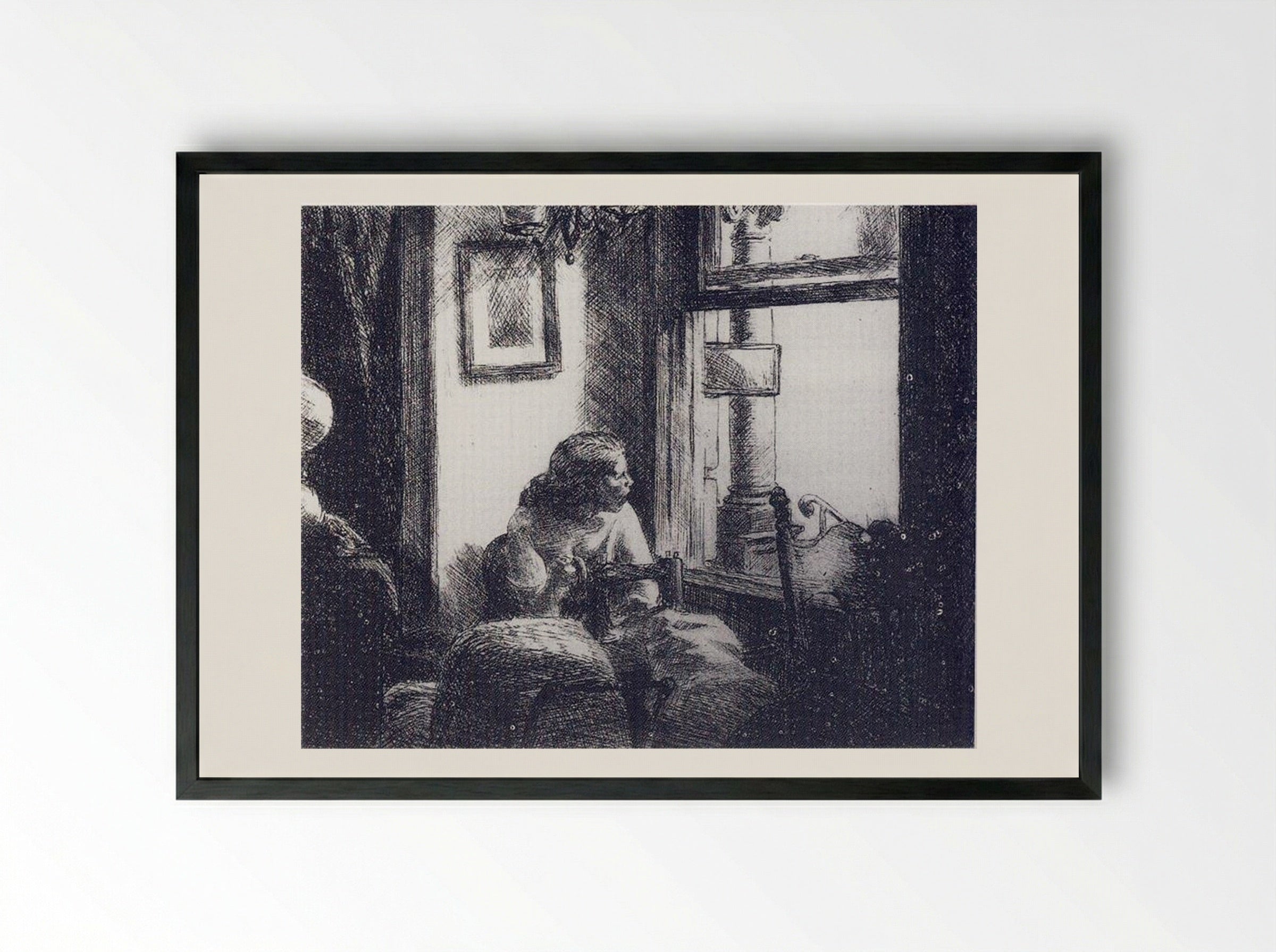 East Side Interior - Edward Hopper - Framed Print Black