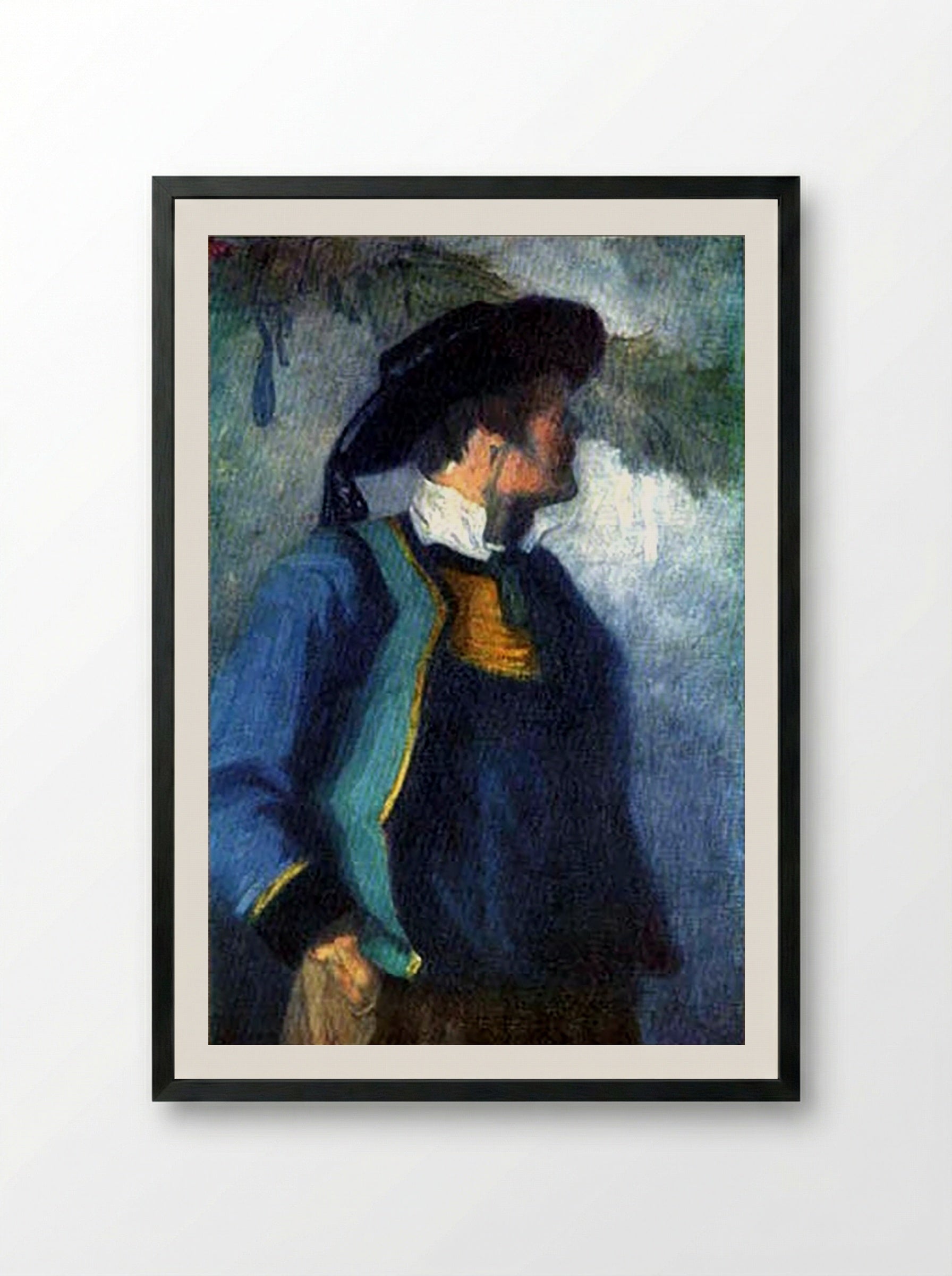 Self-Portrait with Top Hat - Henri de Toulouse-Lautrec - Framed Print Black