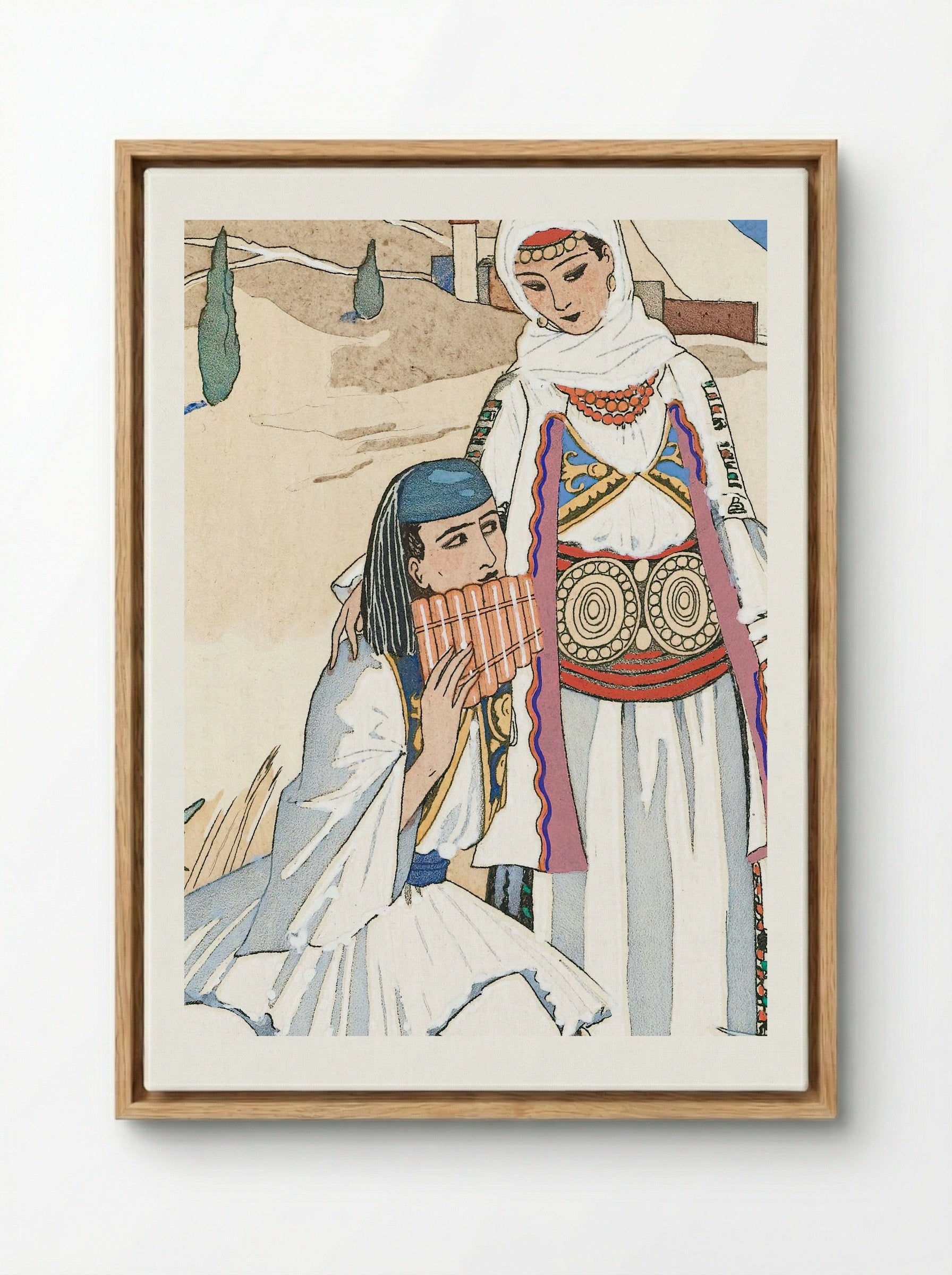 La Flûte de Pan - George Barbier - Framed Canvas Wood