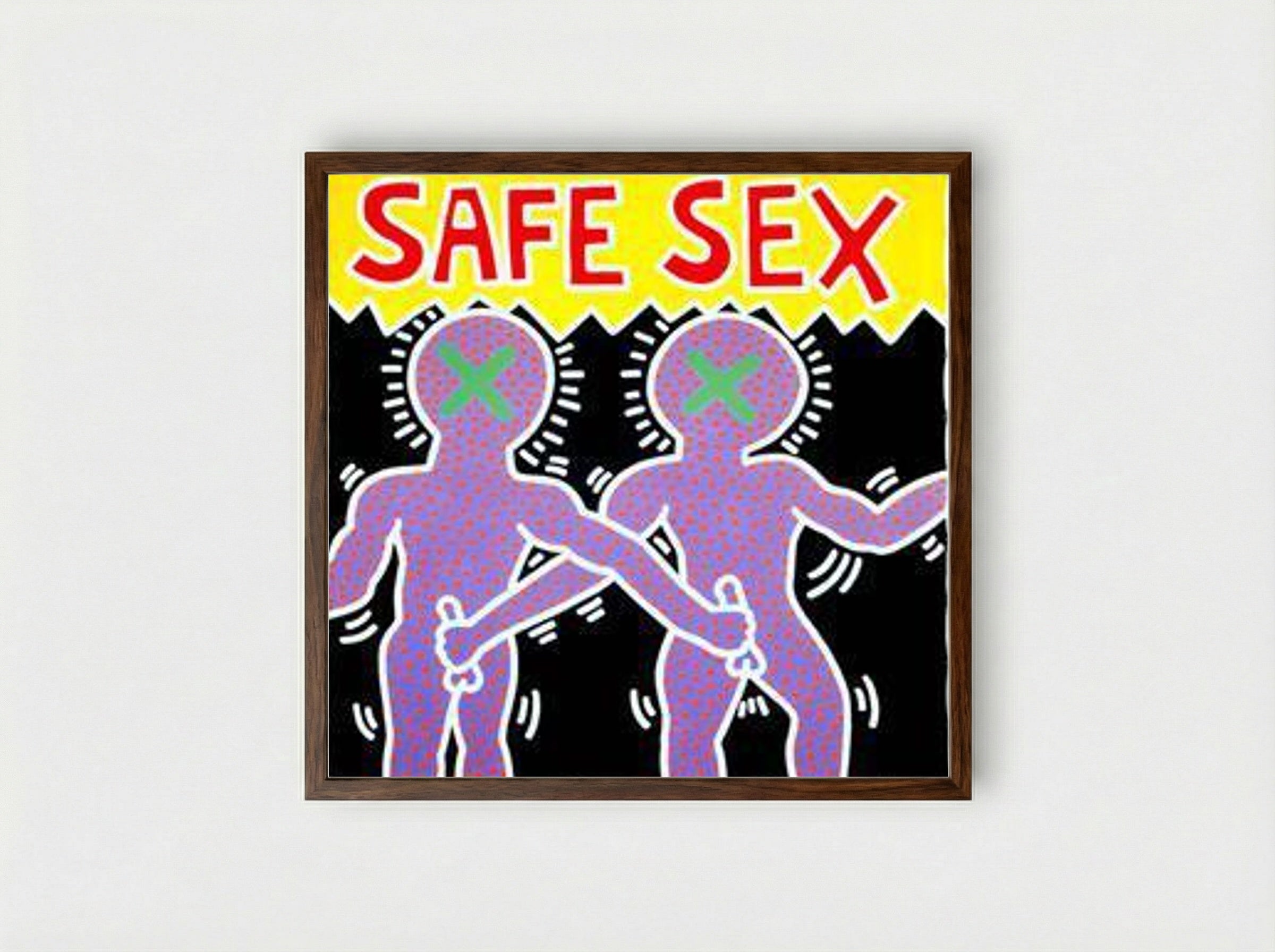 Safe Sex - Keith Haring - Framed Print Dark Wood