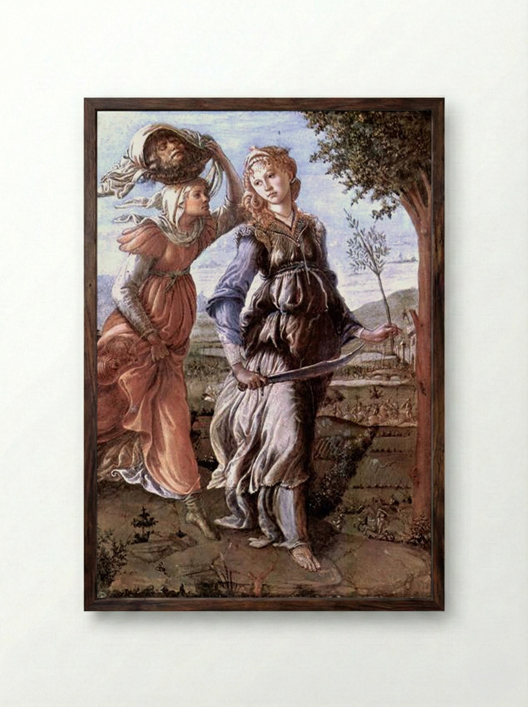The Return of Judith to Bethulia - Sandro Botticelli - Framed Print Dark Wood