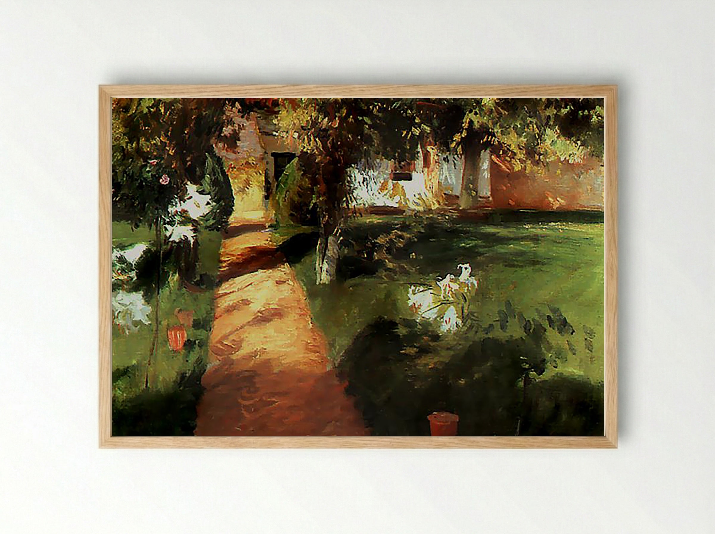 Untitled (Garden Path with Flowers) - Fine Art Print - Framed Print Wood