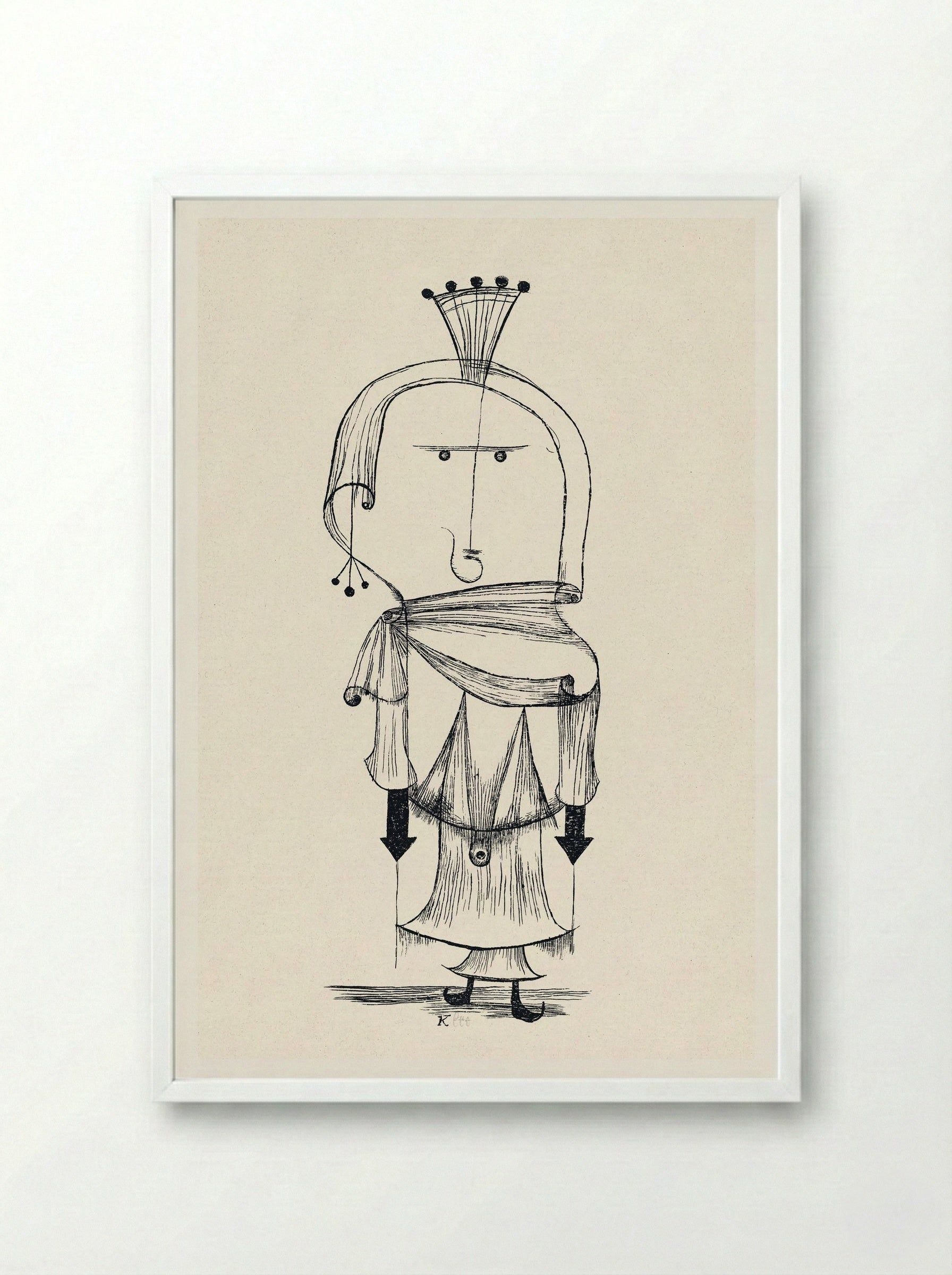 Die Hexe mit dem Kamm (Witch with a Comb) - Paul Klee - Framed Print White