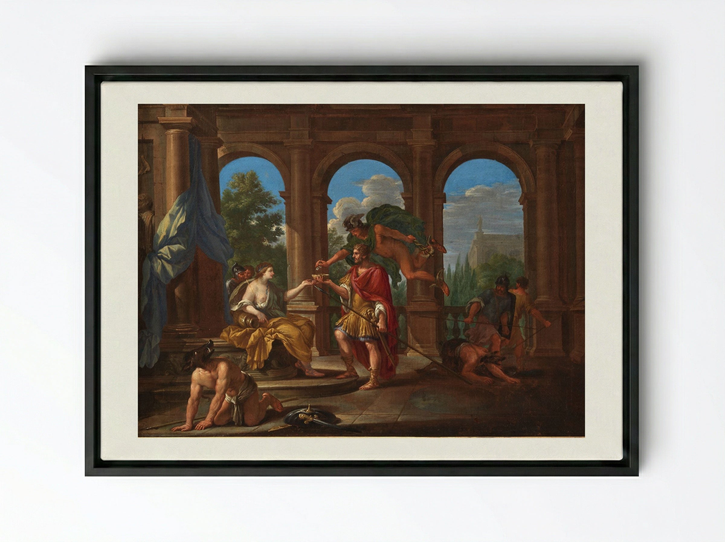 Church and Odysseus - Pietro da Cortona - Framed Canvas Black