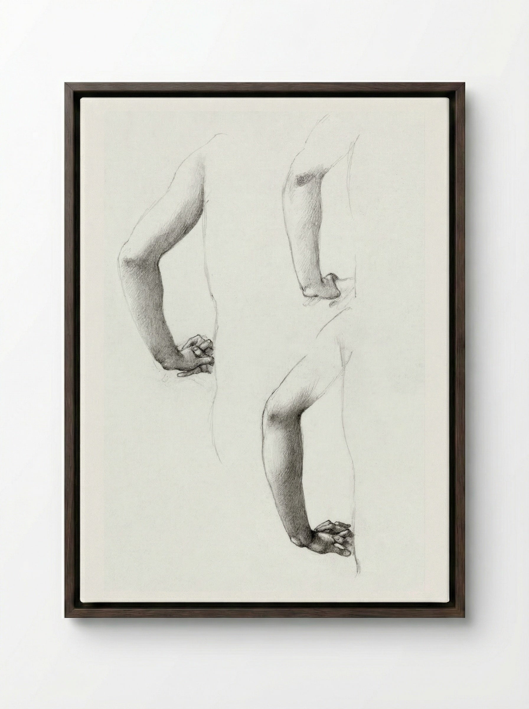 Studies of an Arm and Hands - Edward Burne-Jones - Framed Canvas Dark Wood