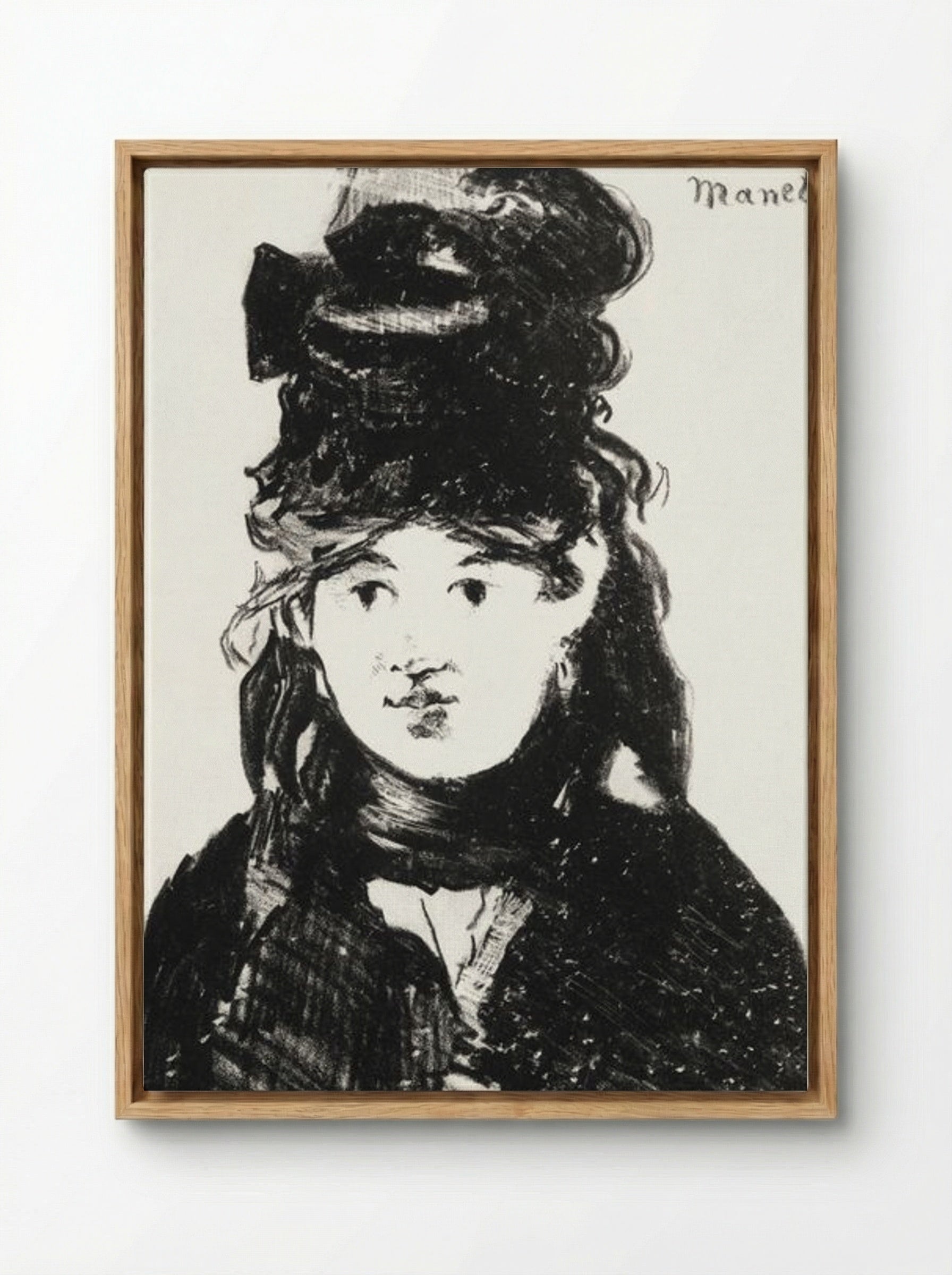 Berthe Morisot in Black - Édouard Manet - Framed Canvas Wood