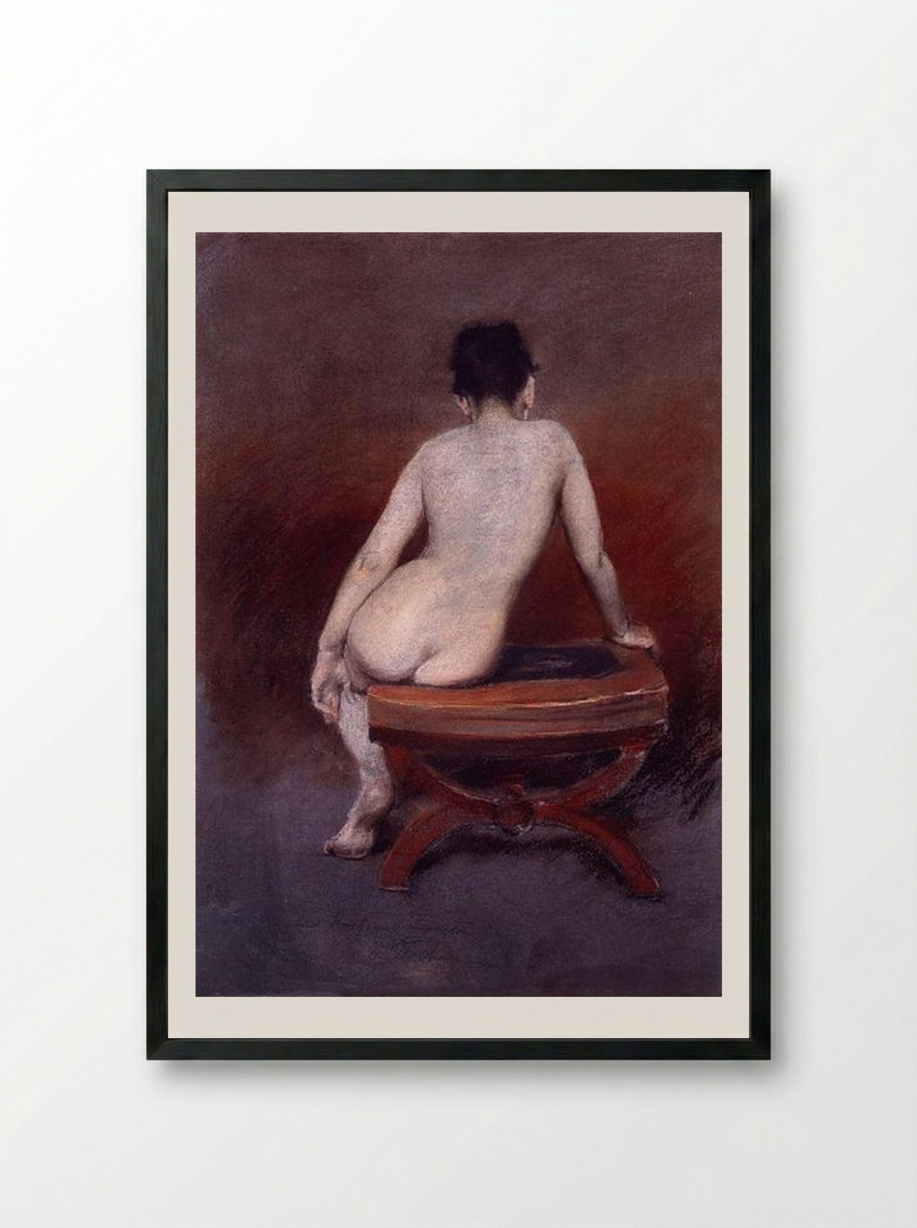 Back of a Nude - William Merritt Chase - Framed Print Black