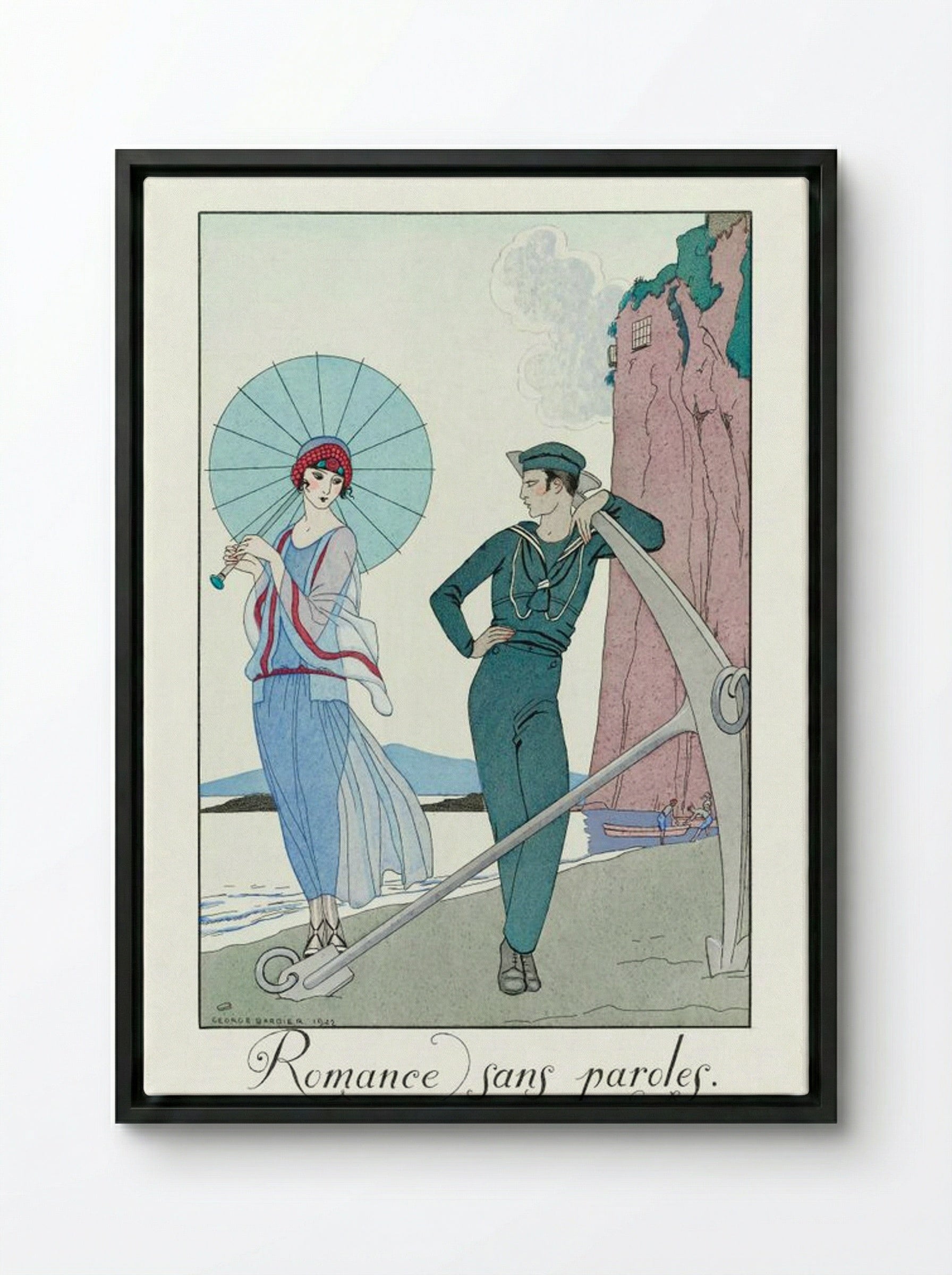 Romance sans paroles - George Barbier - Framed Canvas Black