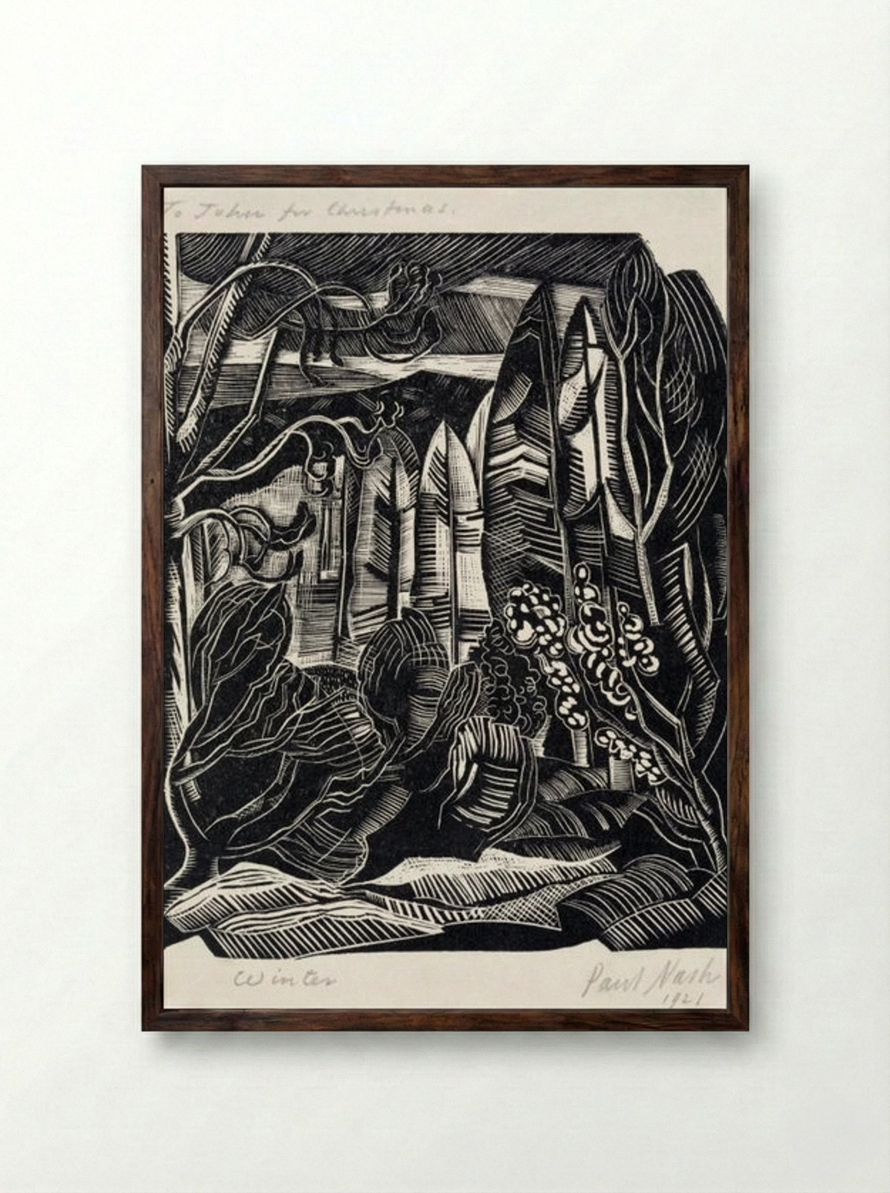 Winter, Hampden - Paul Nash - Framed Print Dark Wood