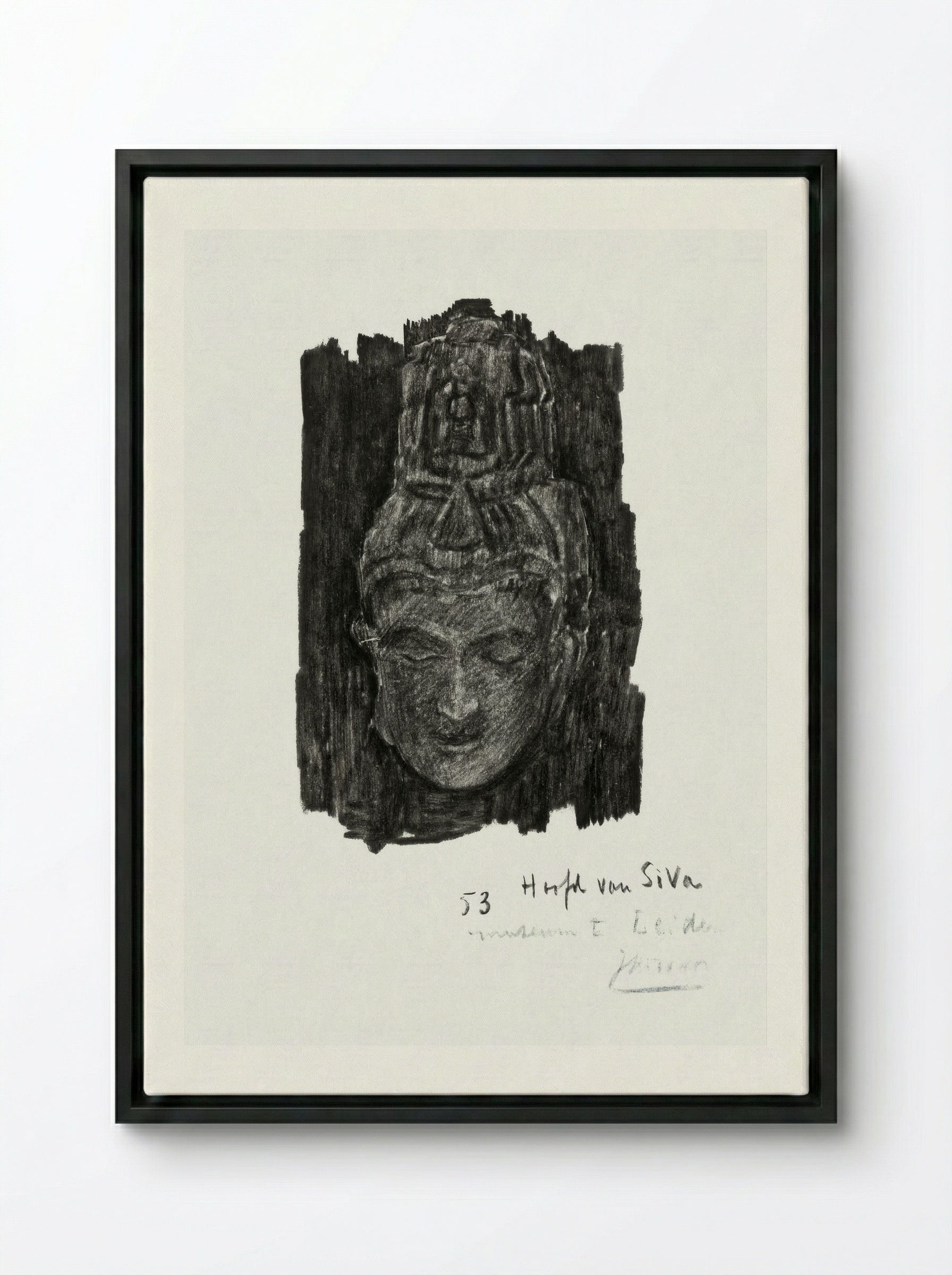 Study of Head of Shiva in the Museum of Ethnology in Leiden - Jan Toorop - Framed Canvas Black