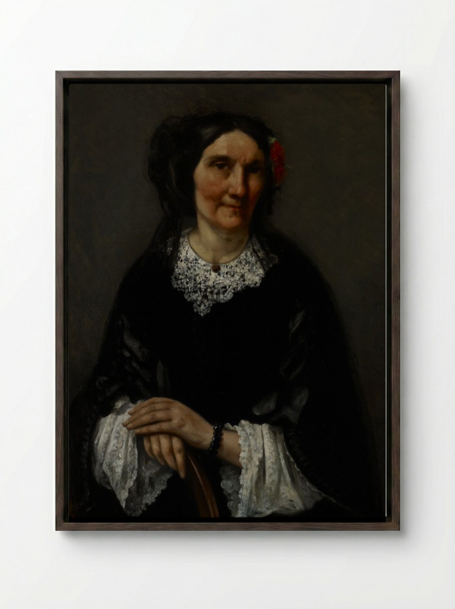 Portrait of a Woman - Gustave Courbet - Framed Canvas Dark Wood