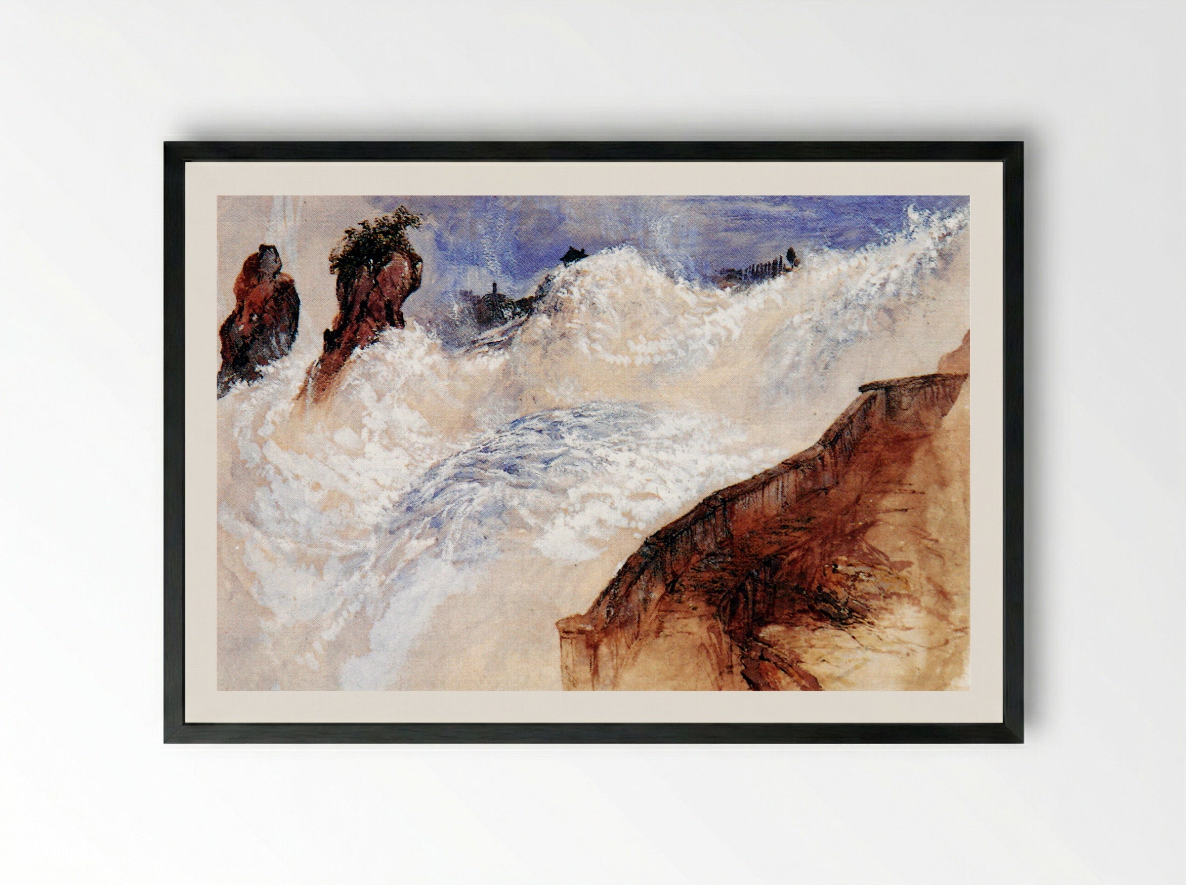 Falls of Schaffhausen - John Ruskin - Framed Print Black