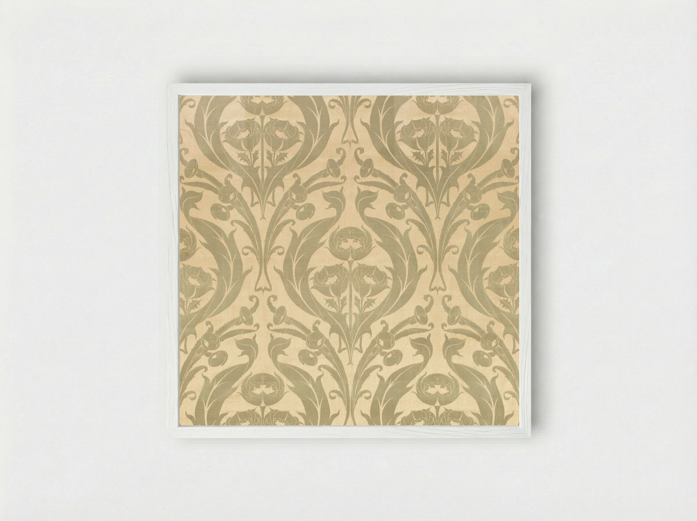 Textile Fragment with Floral Motifs - William Morris - Framed Print White