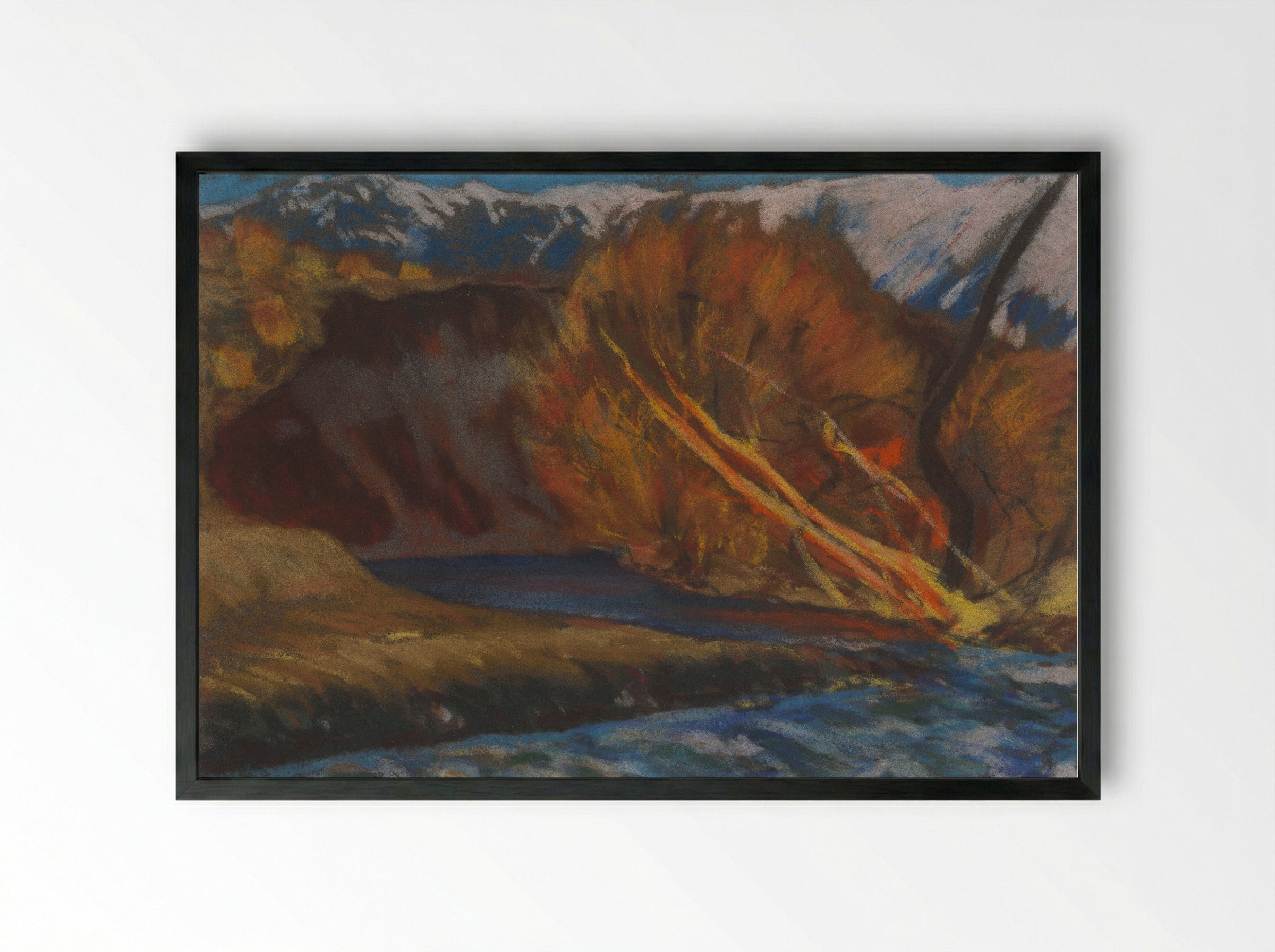 Autumn Mood by the River in the Valley - Zolo Palugyay - Framed Print Black