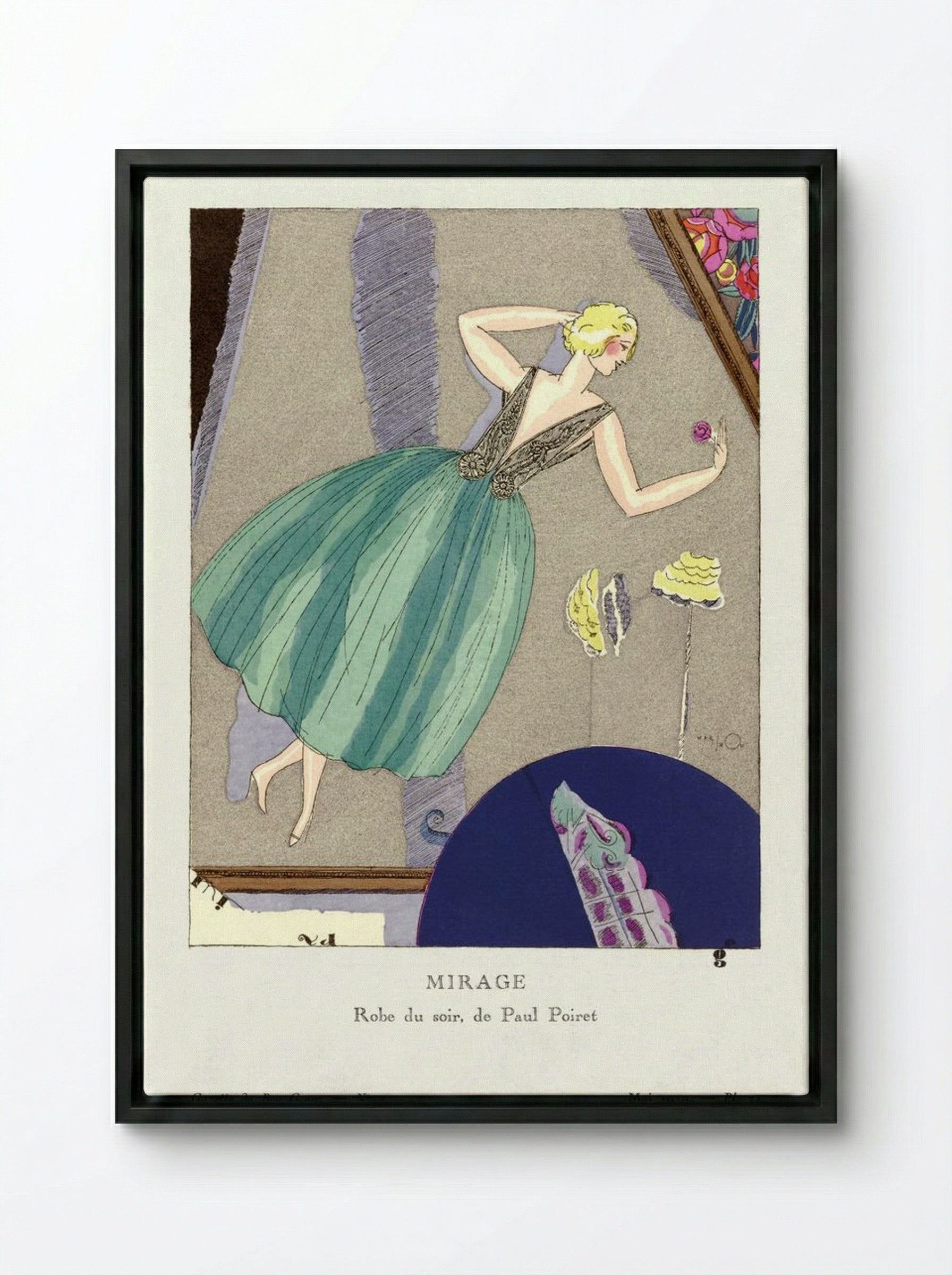 Mirage, Evening Gown Design - Paul Poiret - Framed Canvas Black
