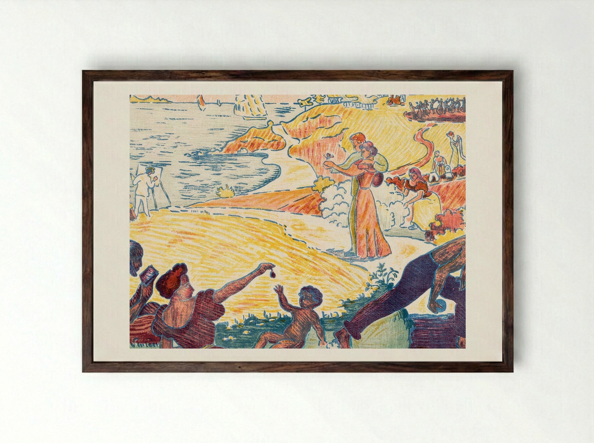 Harmonious Times - Paul Signac - Framed Print Dark Wood