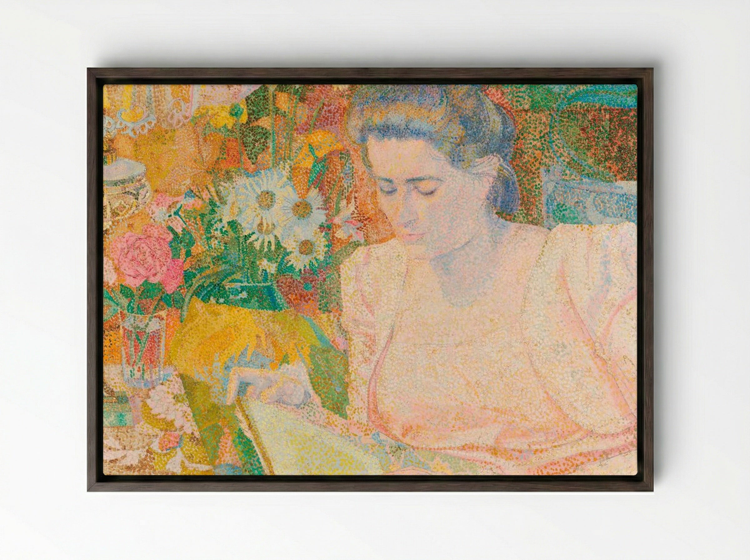 Portrait of Mrs. Marie Jeannette de Lange - Jan Toorop - Framed Canvas Dark Wood