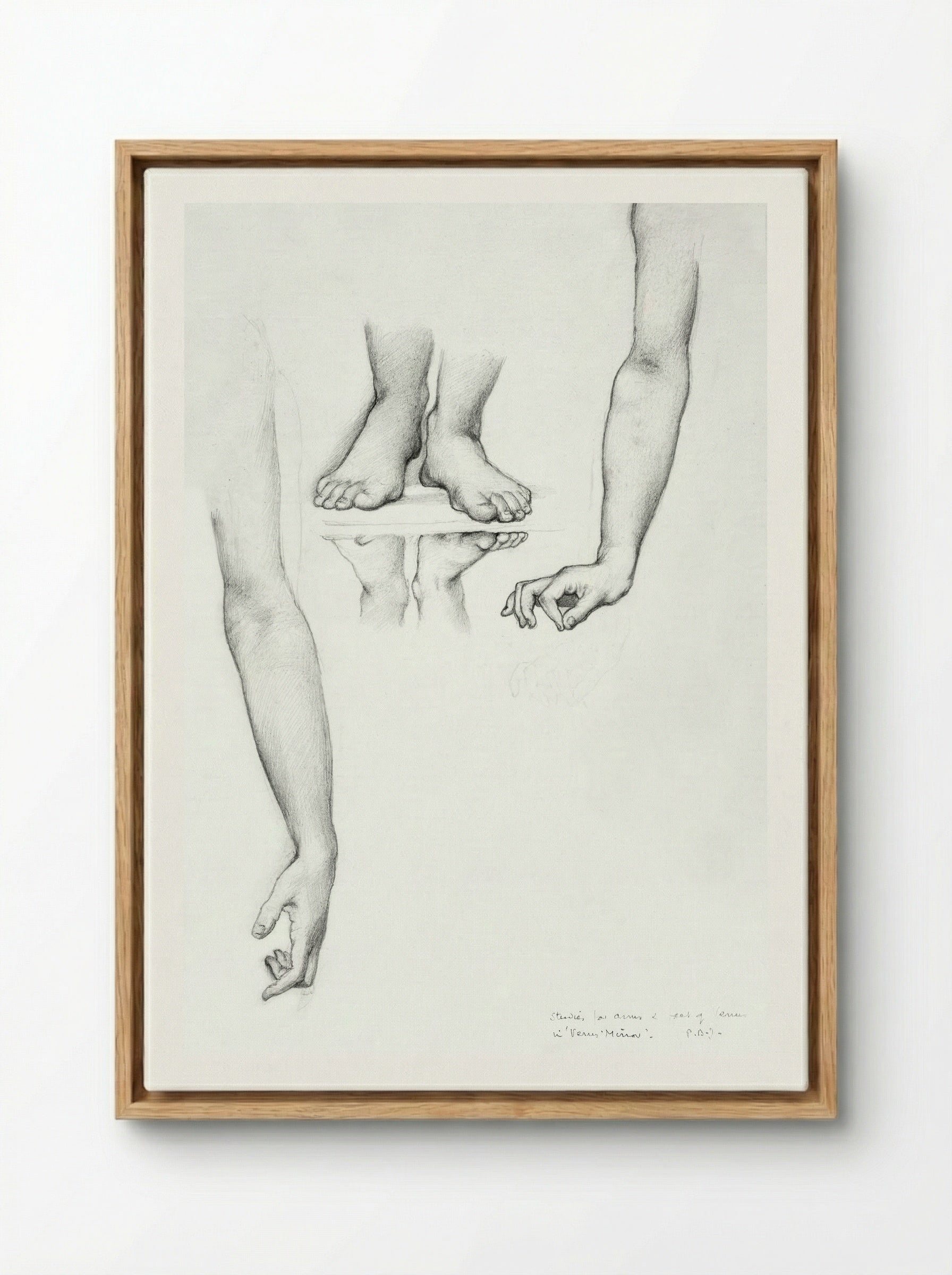 Study for 'The Mirror of Venus' (Arms and Feet) - Edward Burne-Jones - Framed Canvas Wood