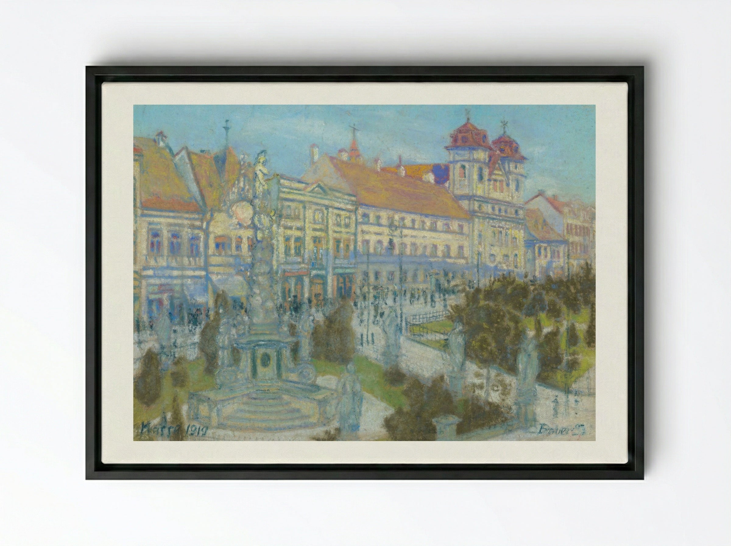 On Hlavná Street in Košice - Konštantín Bauer - Framed Canvas Black