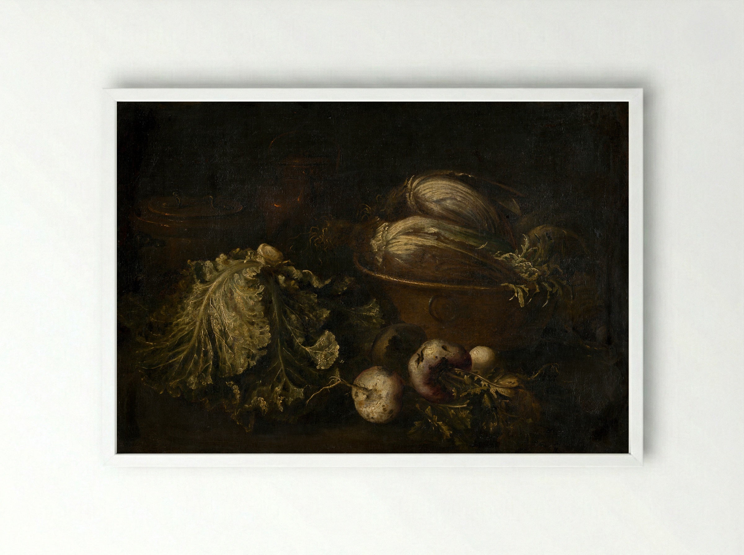 Still Life with Vegetables - Fine Art Print - Framed Print White
