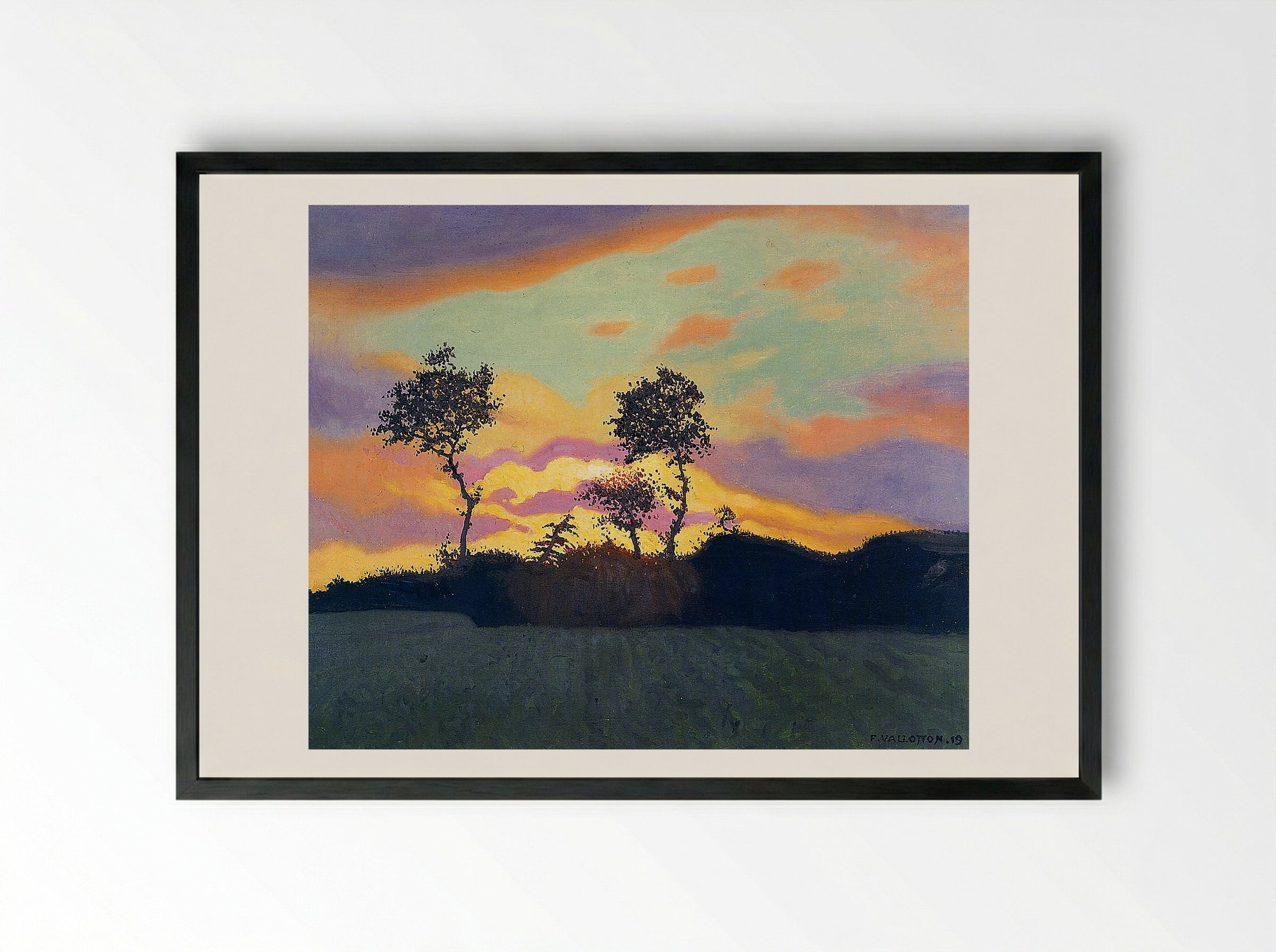 Landscape at Sunset - Félix Vallotton - Framed Print Black