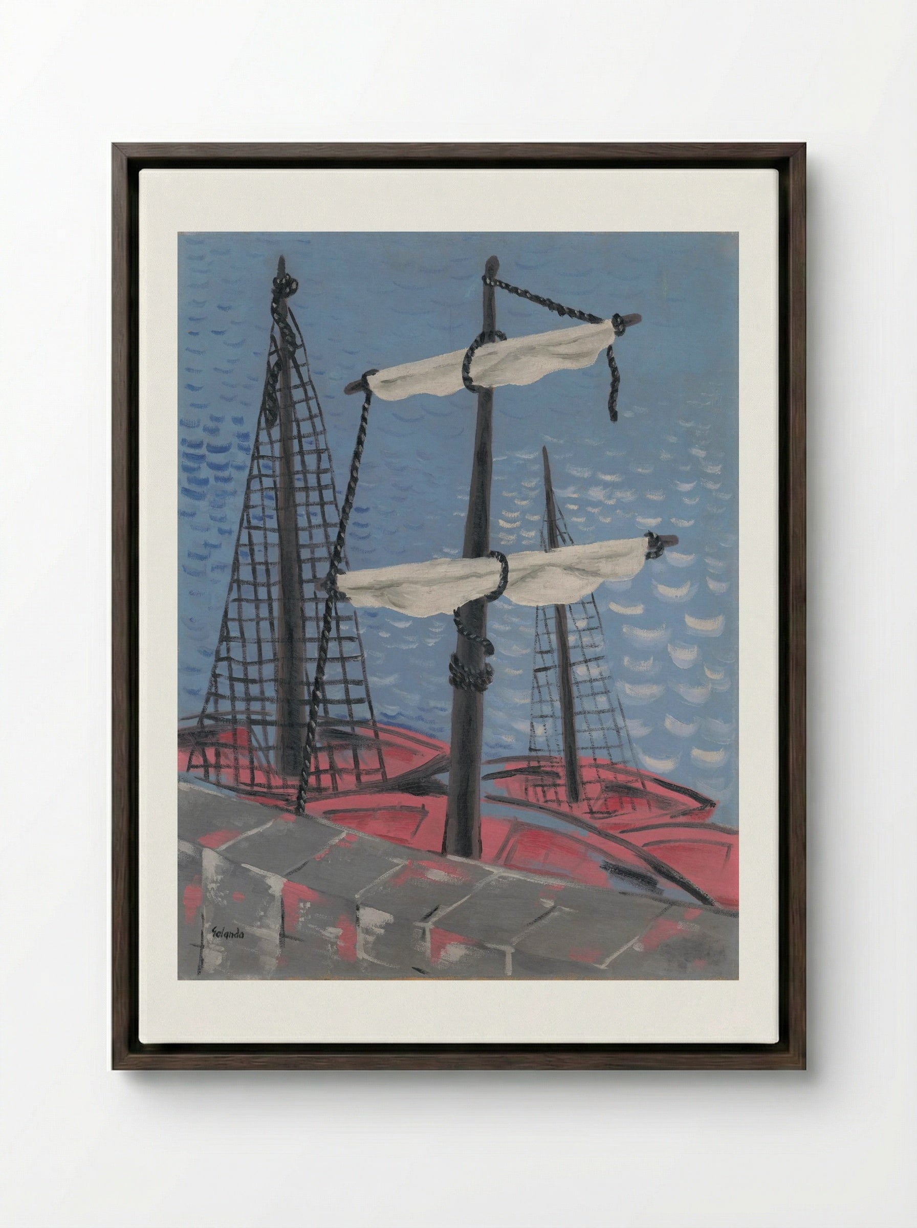 Fishing Boats - Mikuláš Galanda - Framed Canvas Dark Wood