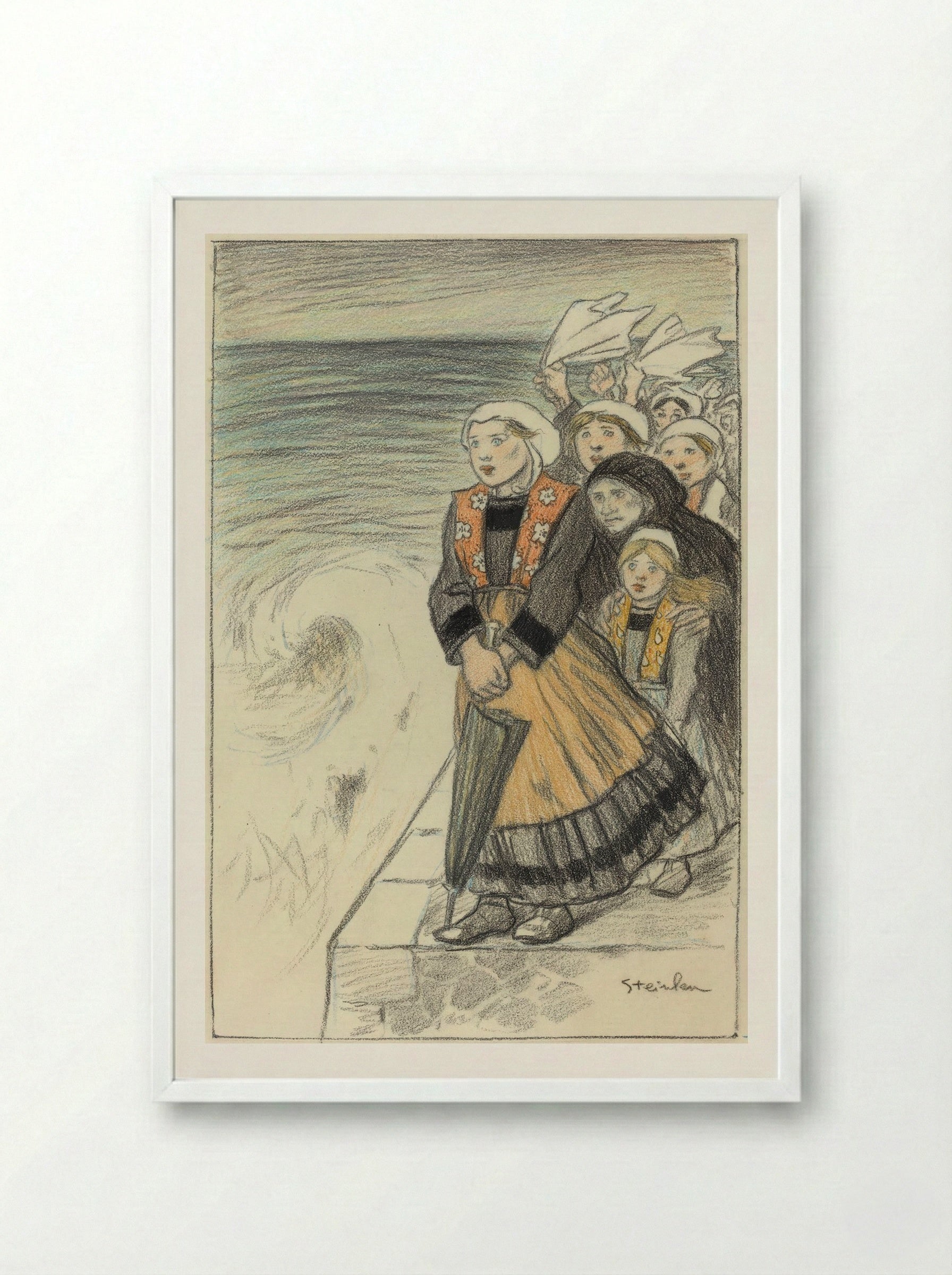 Sailors' Wives - Théophile Alexandre Steinlen - Framed Print White