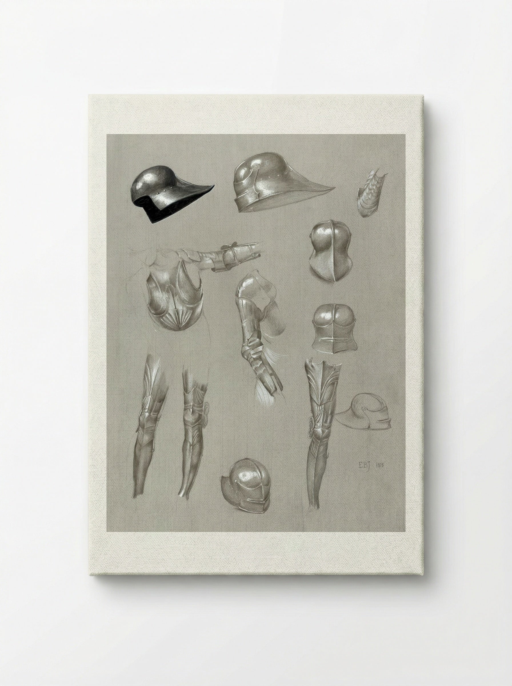Studies of a Suit of Armour - Edward Burne-Jones - Canvas