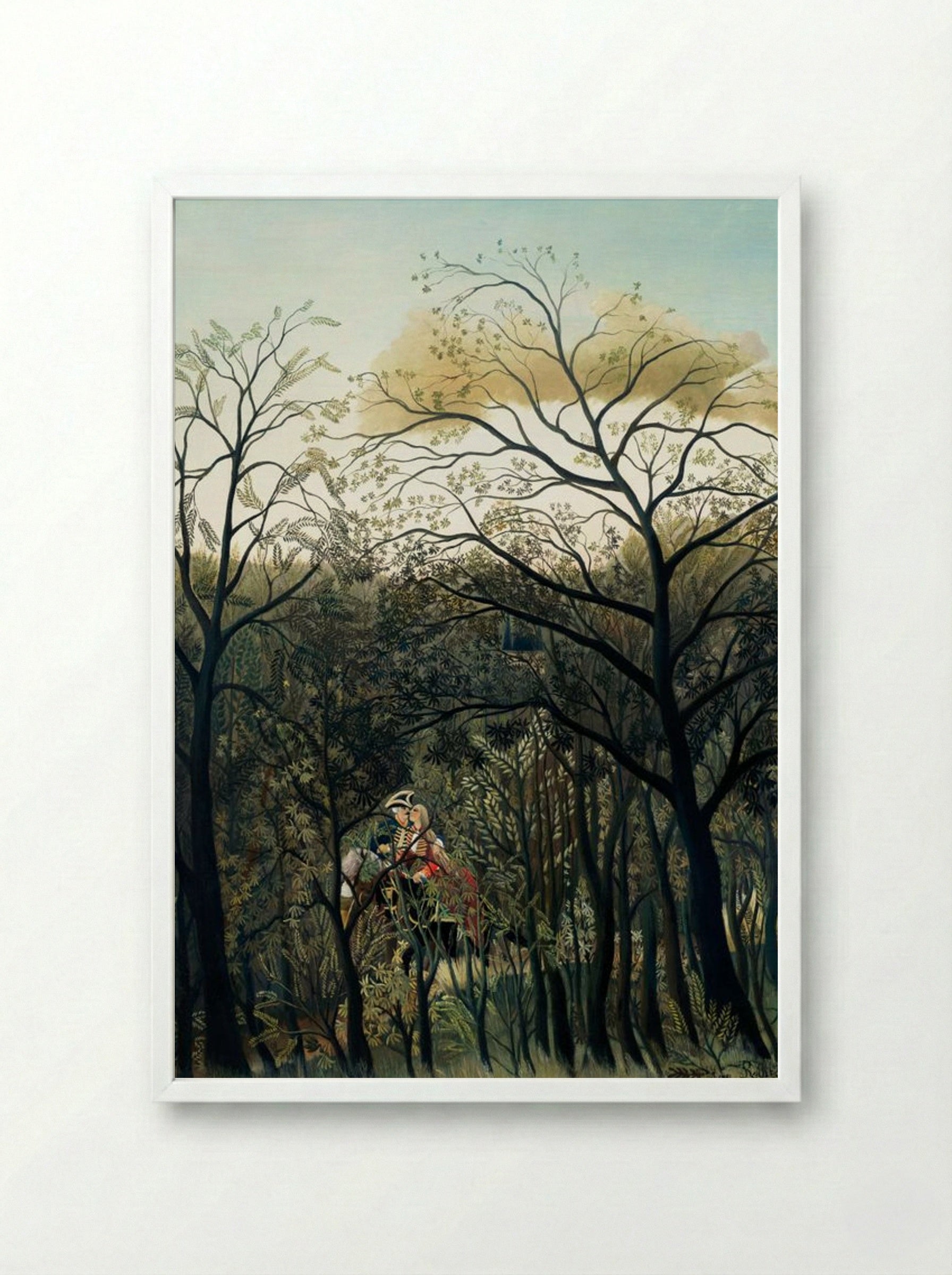 Rendezvous in the Forest - Henri Rousseau - Framed Print White
