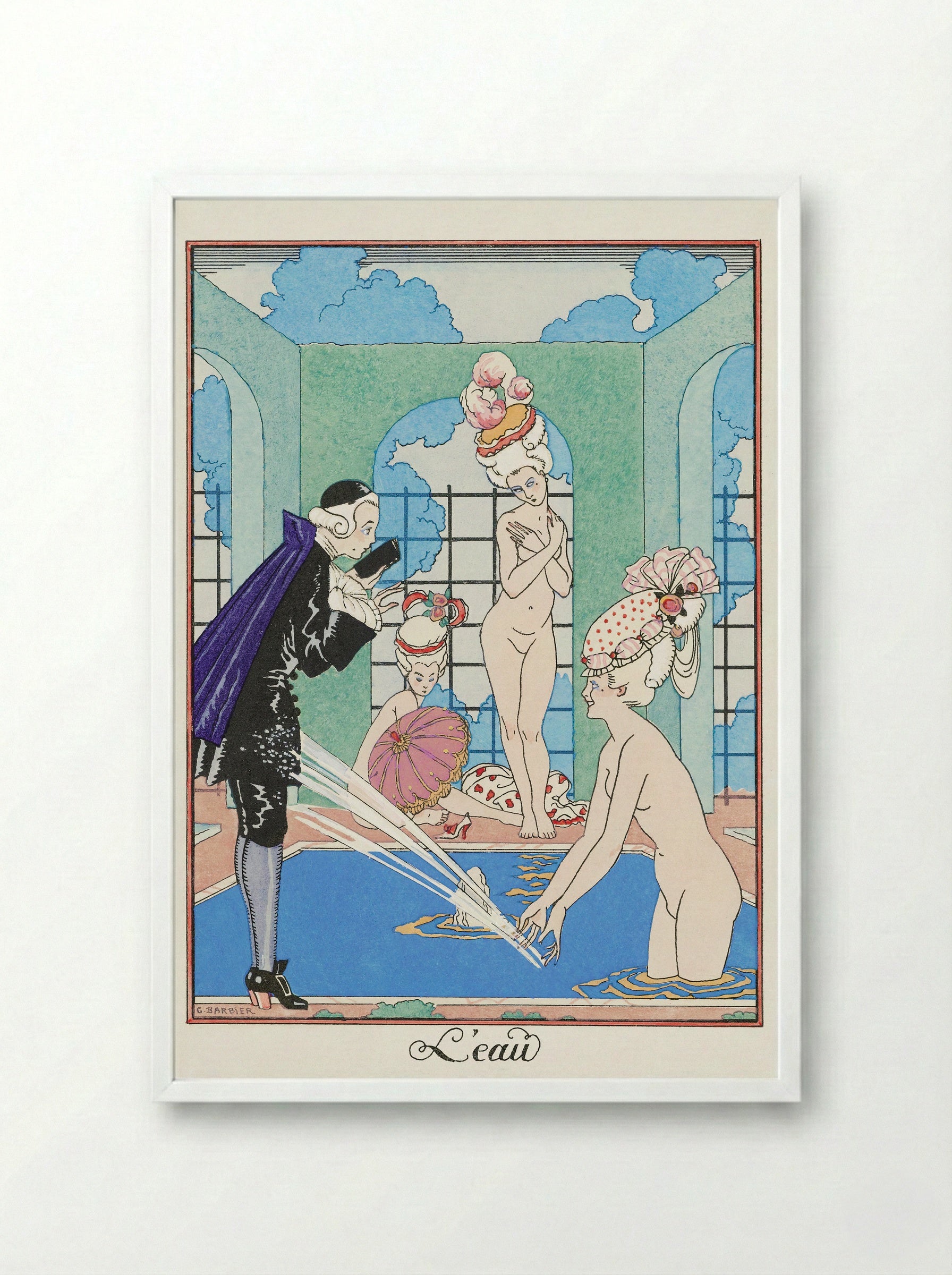L'Eau - George Barbier - Framed Print White