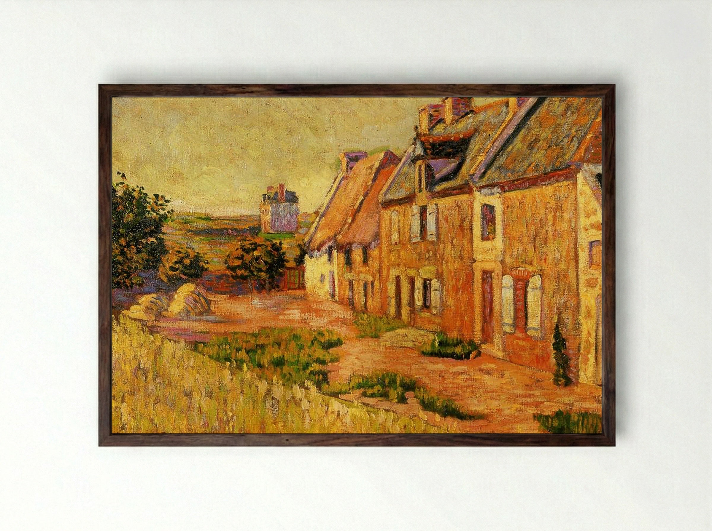 Saint Briac, Courtyard of the Ville Hue - Paul Signac - Framed Print Dark Wood
