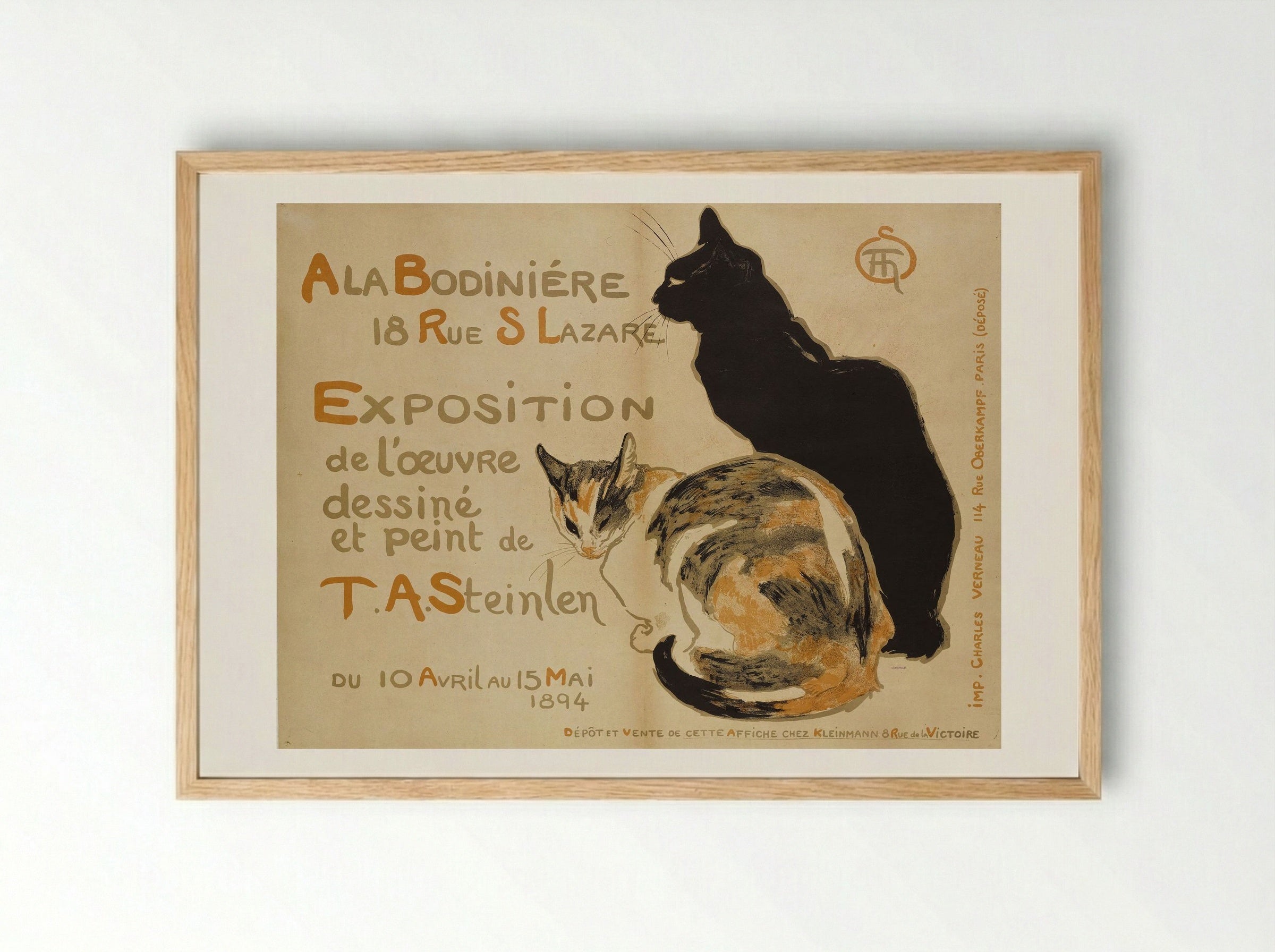 A la Bodinière, 18 Rue St. Lazare - Théophile Steinlen - Framed Print Wood