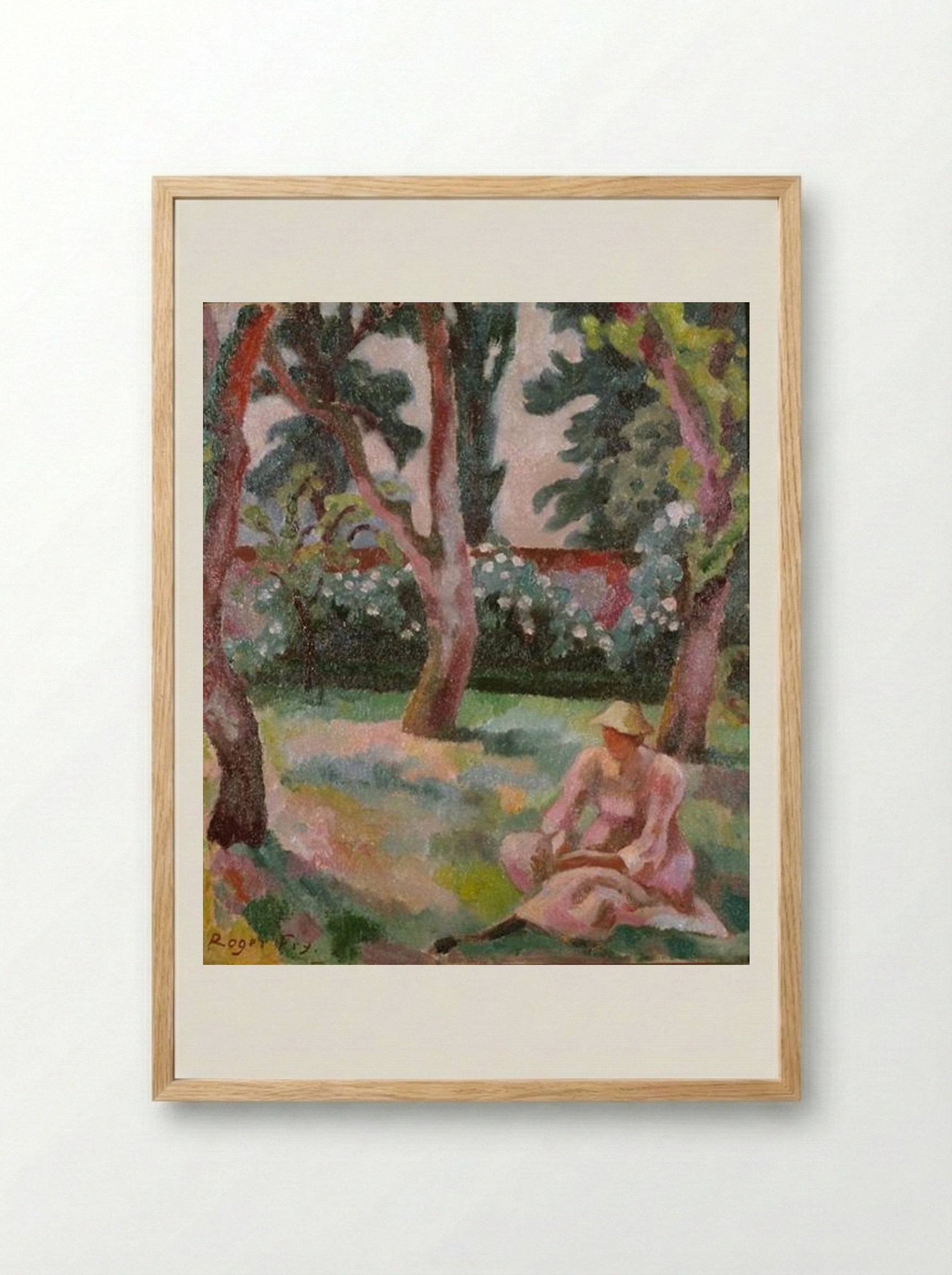 Orchard, Woman Seated in a Garden - Roger Fry - Framed Print Wood
