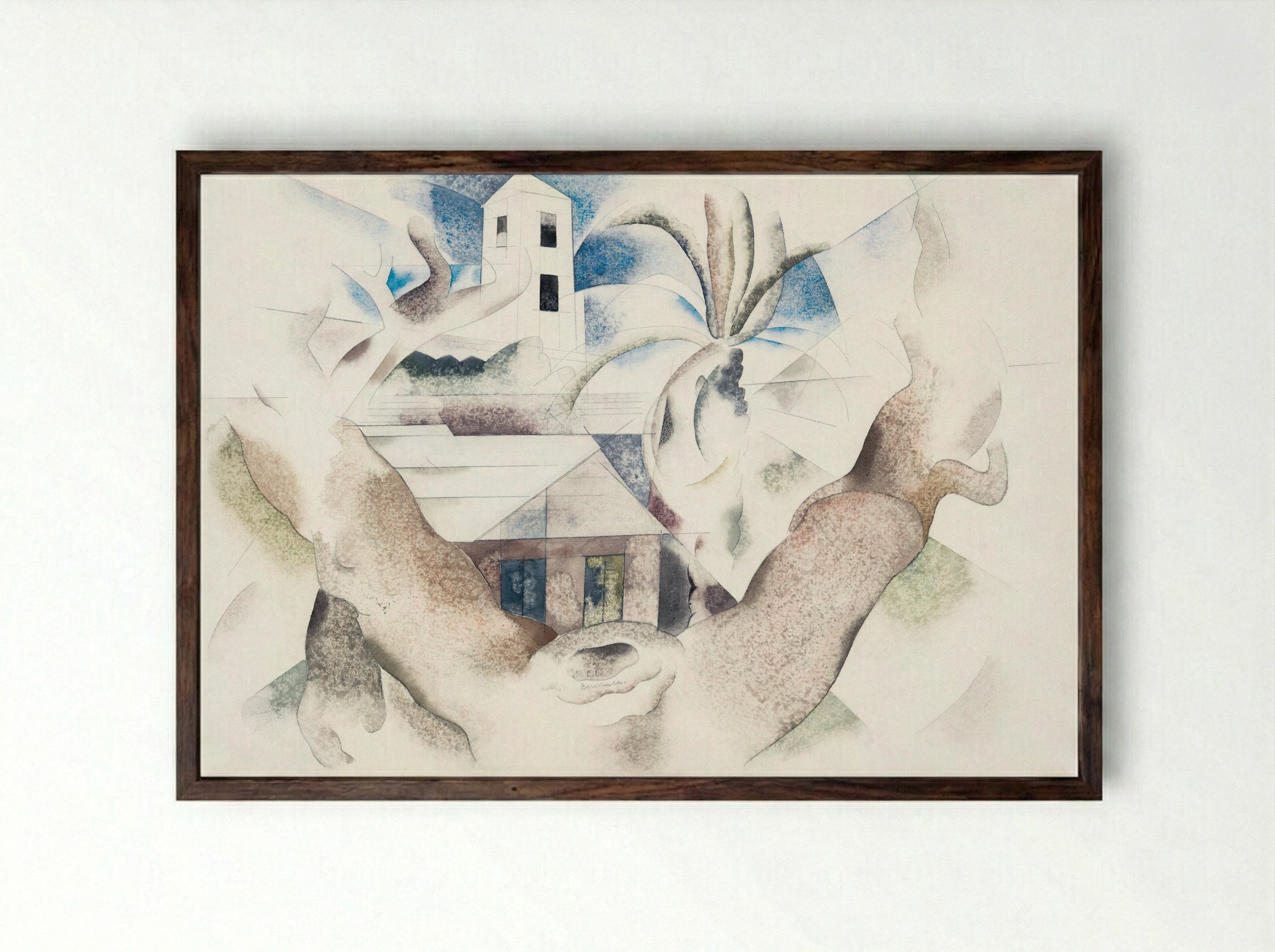 Bermuda No. 1, Tree and House - Charles Demuth - Framed Print Dark Wood