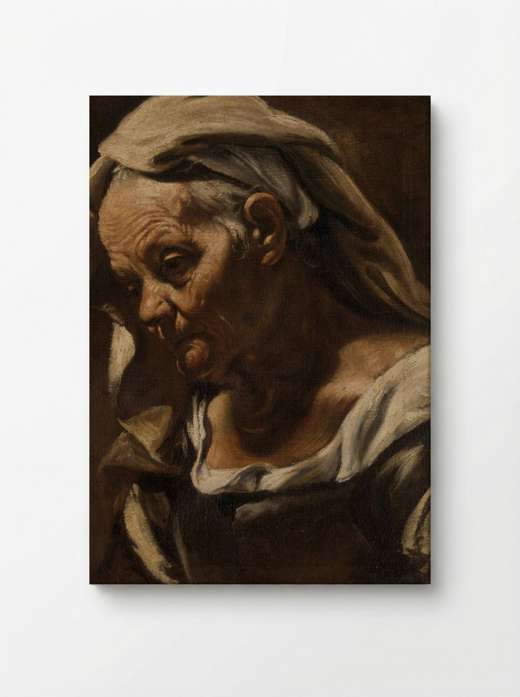 Head of an Old Woman - Orazio Borgianni - Canvas