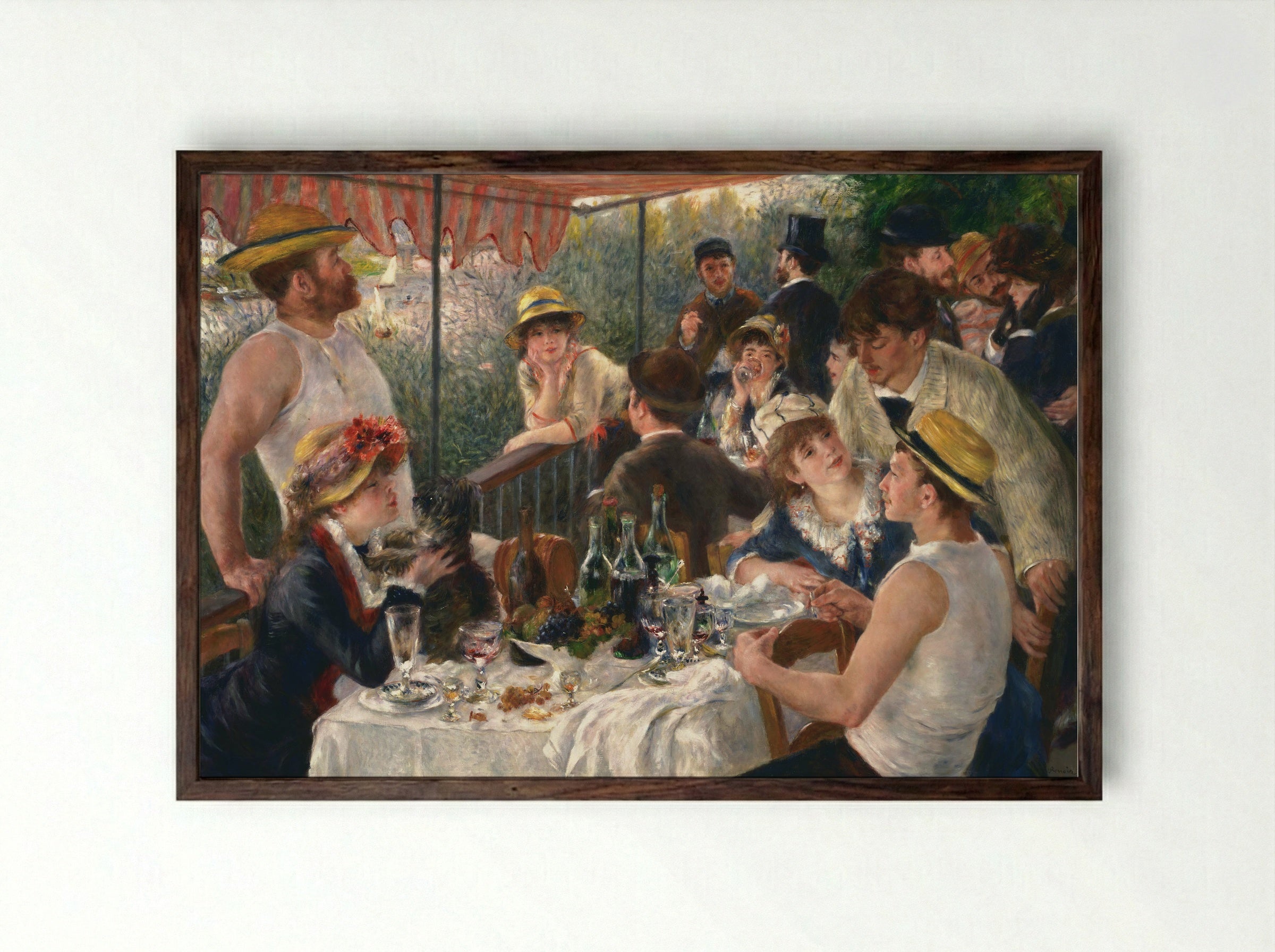 The Luncheon of the Boating Party - Pierre-Auguste Renoir - Framed Print Dark Wood