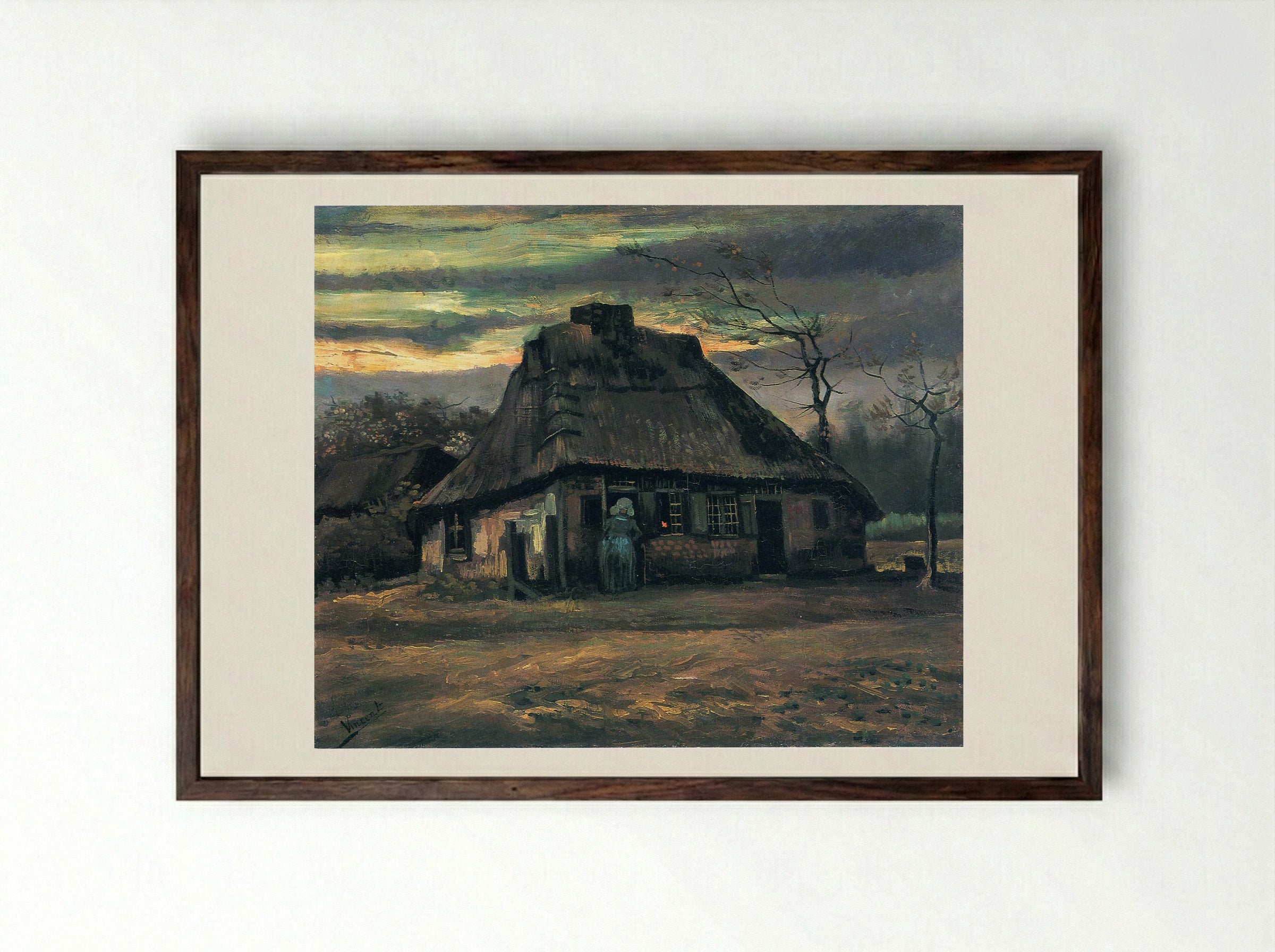 The Cottage - Vincent van Gogh - Framed Print Dark Wood