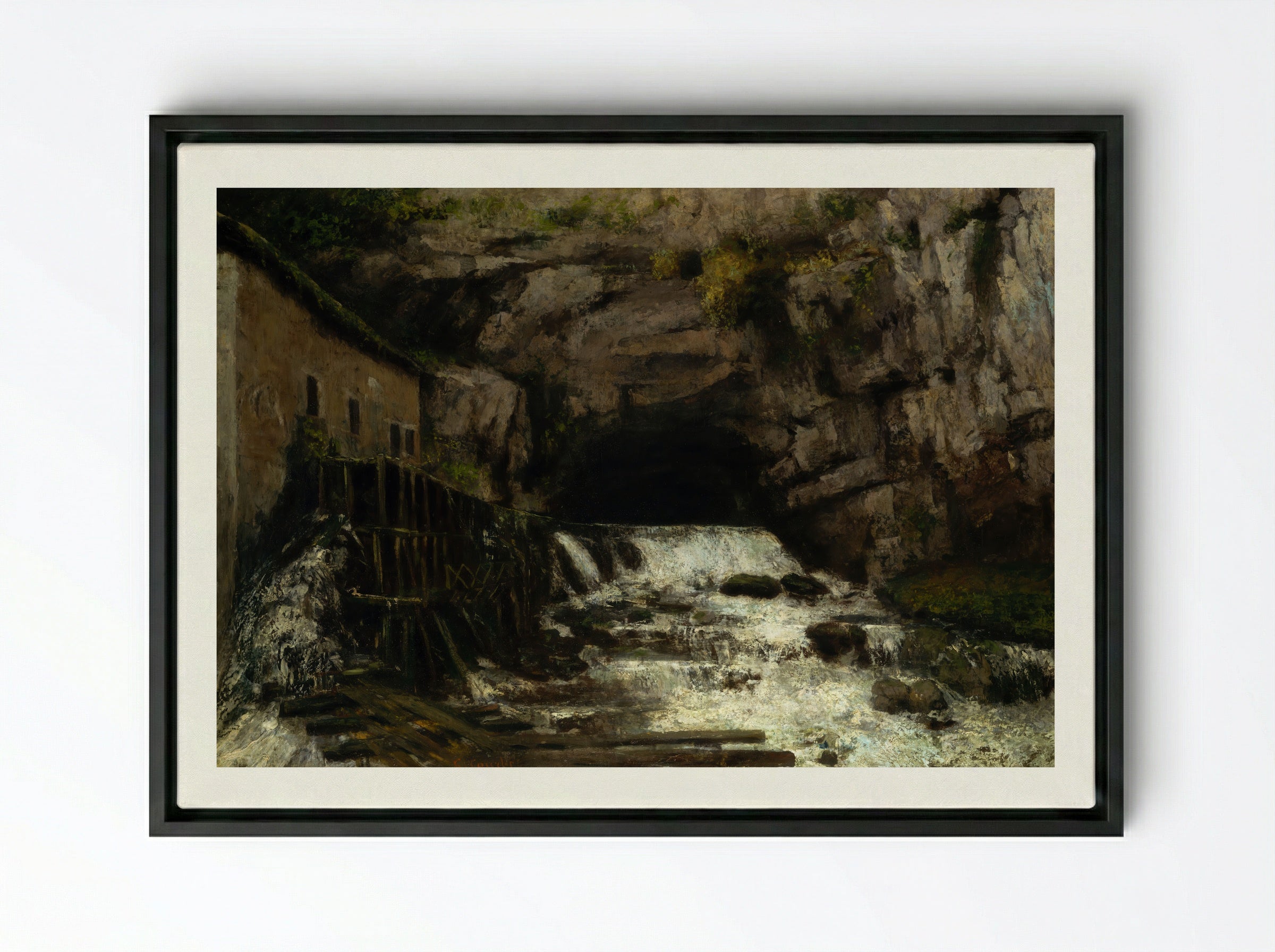 The Source of the Loue - Gustave Courbet - Framed Canvas Black