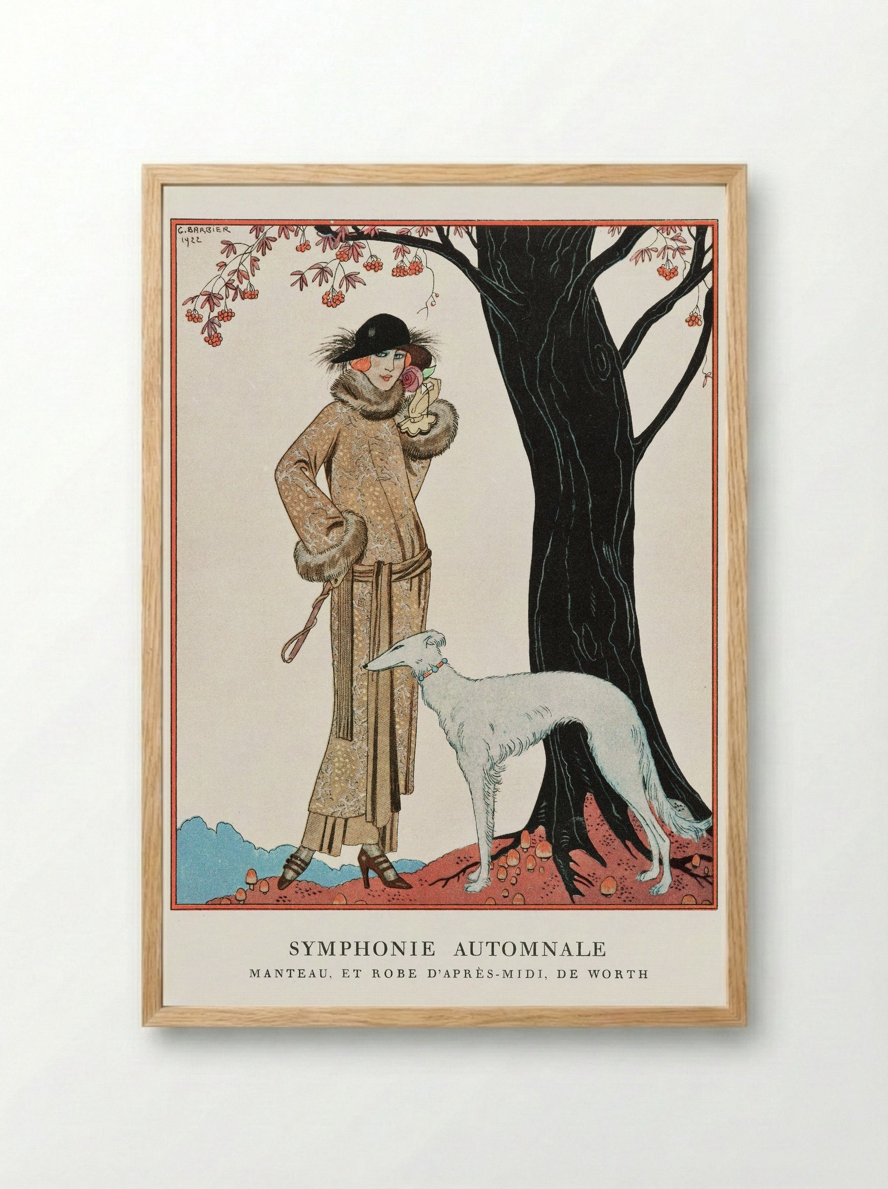 Autumn Symphony: Mantle and Afternoon Dress - George Barbier - Framed Print Wood